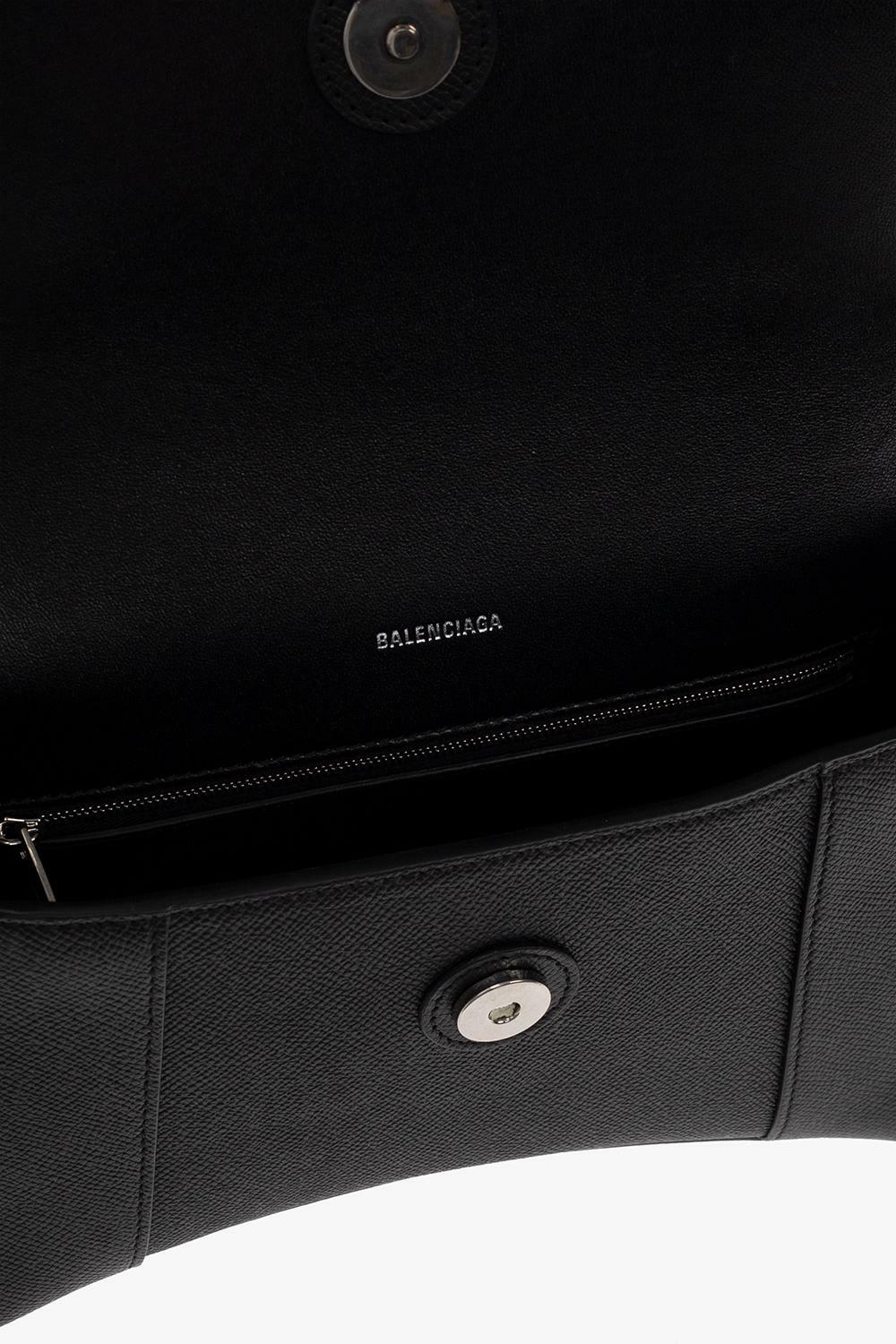 Luxury Black Leather Clutch Bag with Metal B Lock Design