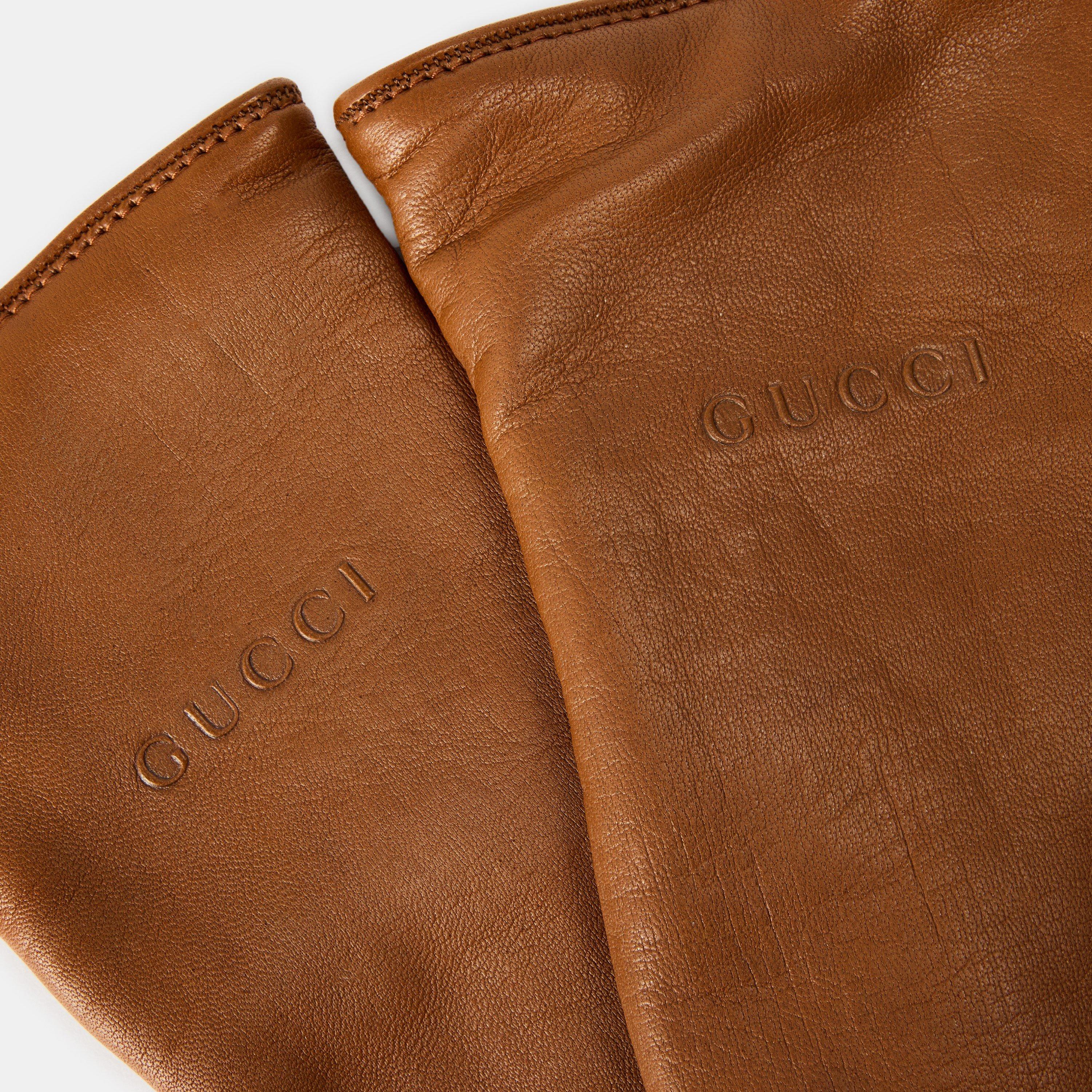 GG Cuff Leather Gloves