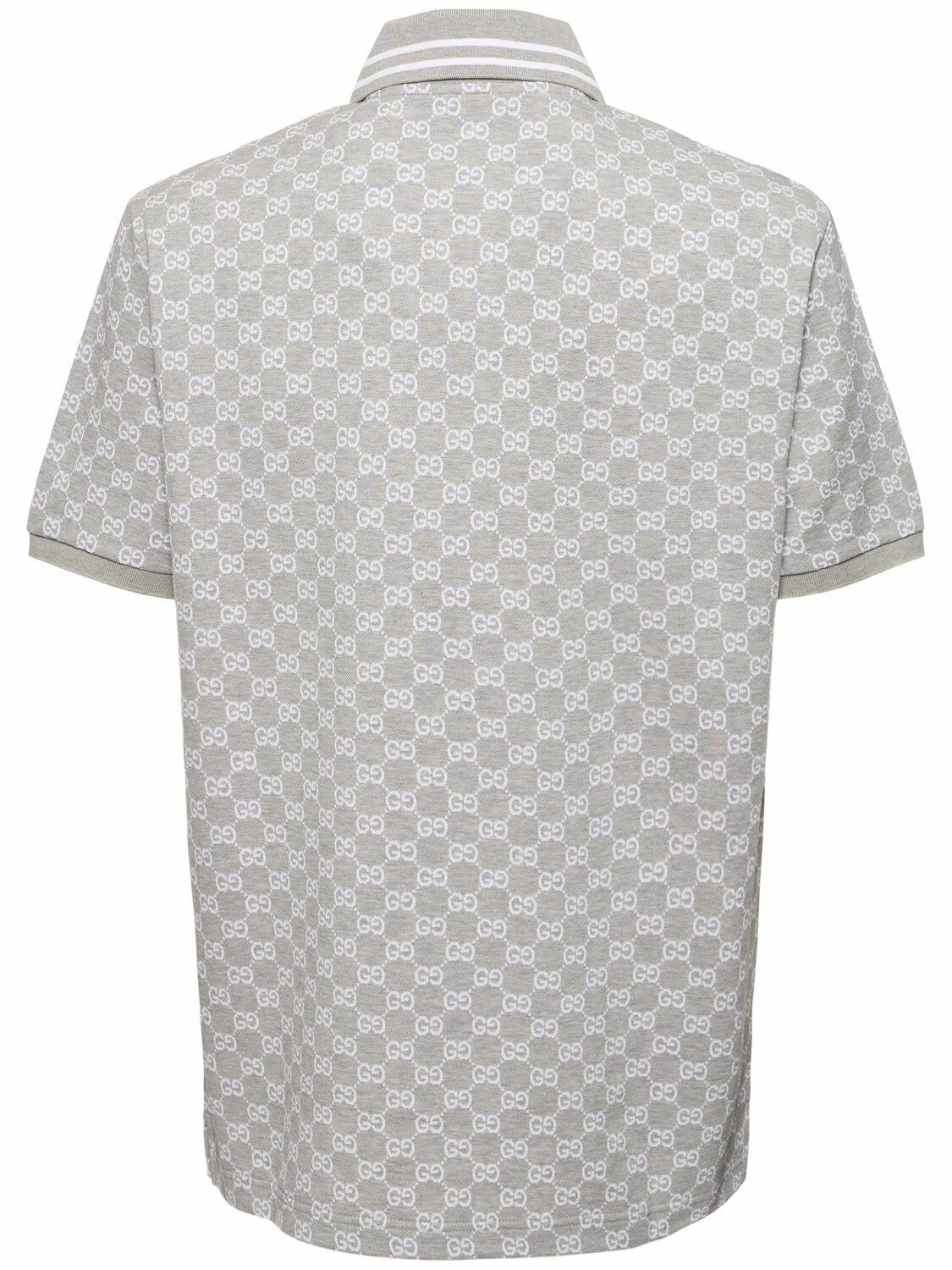 GUCCI Gg Jacquard Cotton Piquet Polo T-Shirt