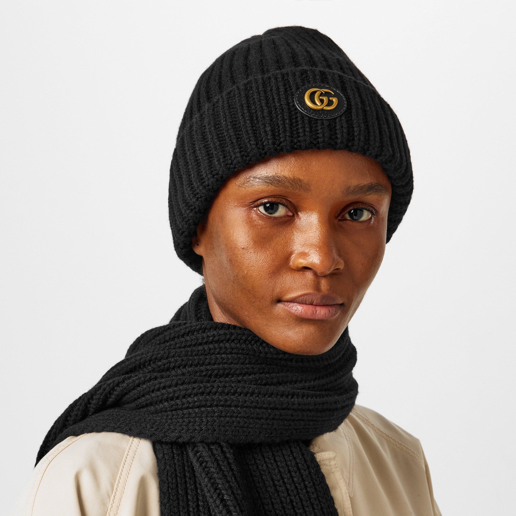 Wool Cashmere Hat With Double G