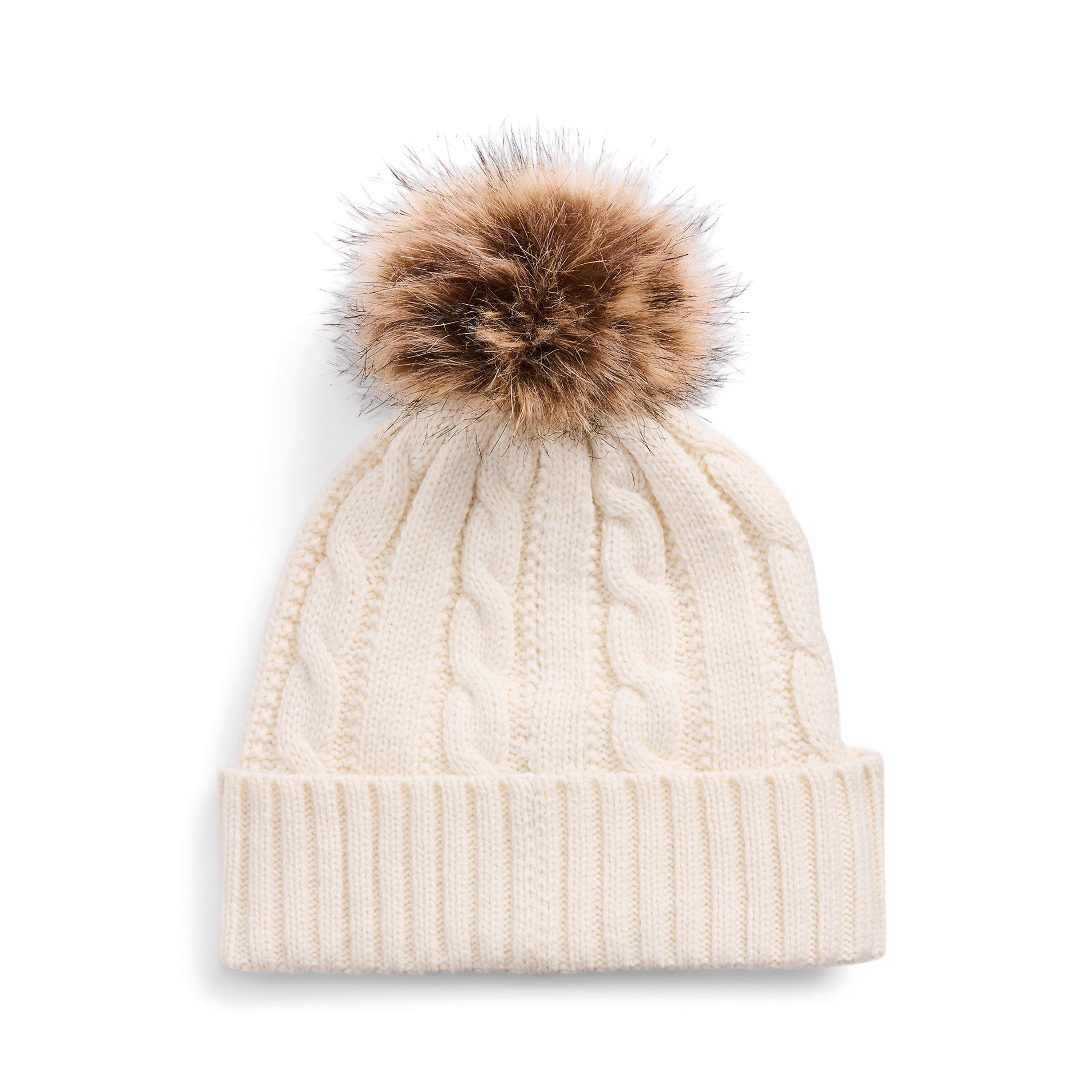 Pom-Pom Cable-Knit Beanie