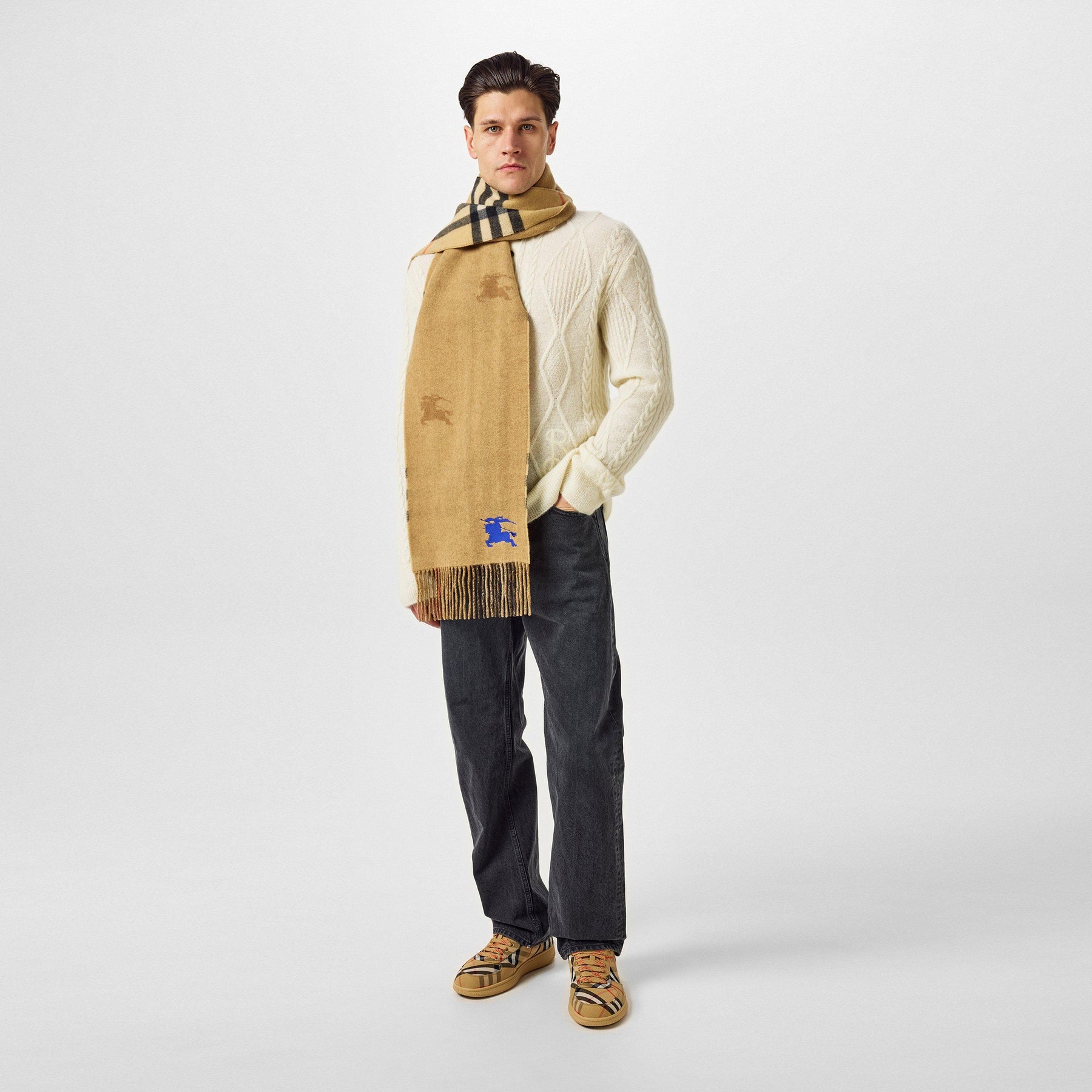 Reversible Jacquard Cashmere Scarf