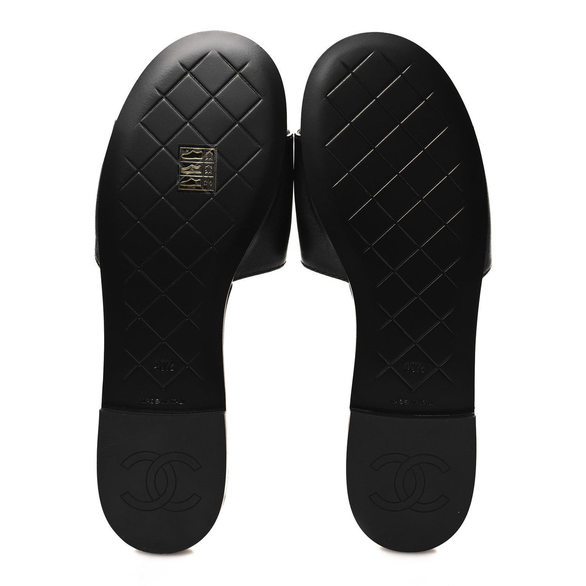 Chanel Lambskin Quilted Turnlock Flat Mules Black