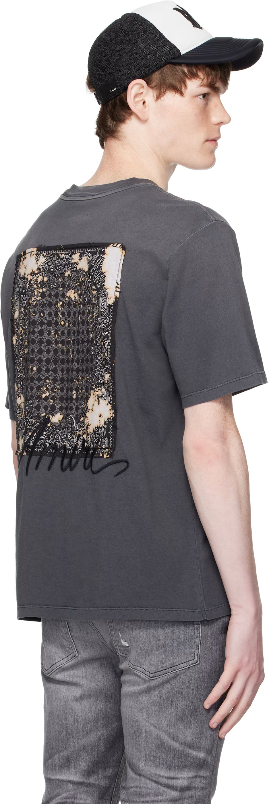 Gray Bleach Bandana Patch T-shirt