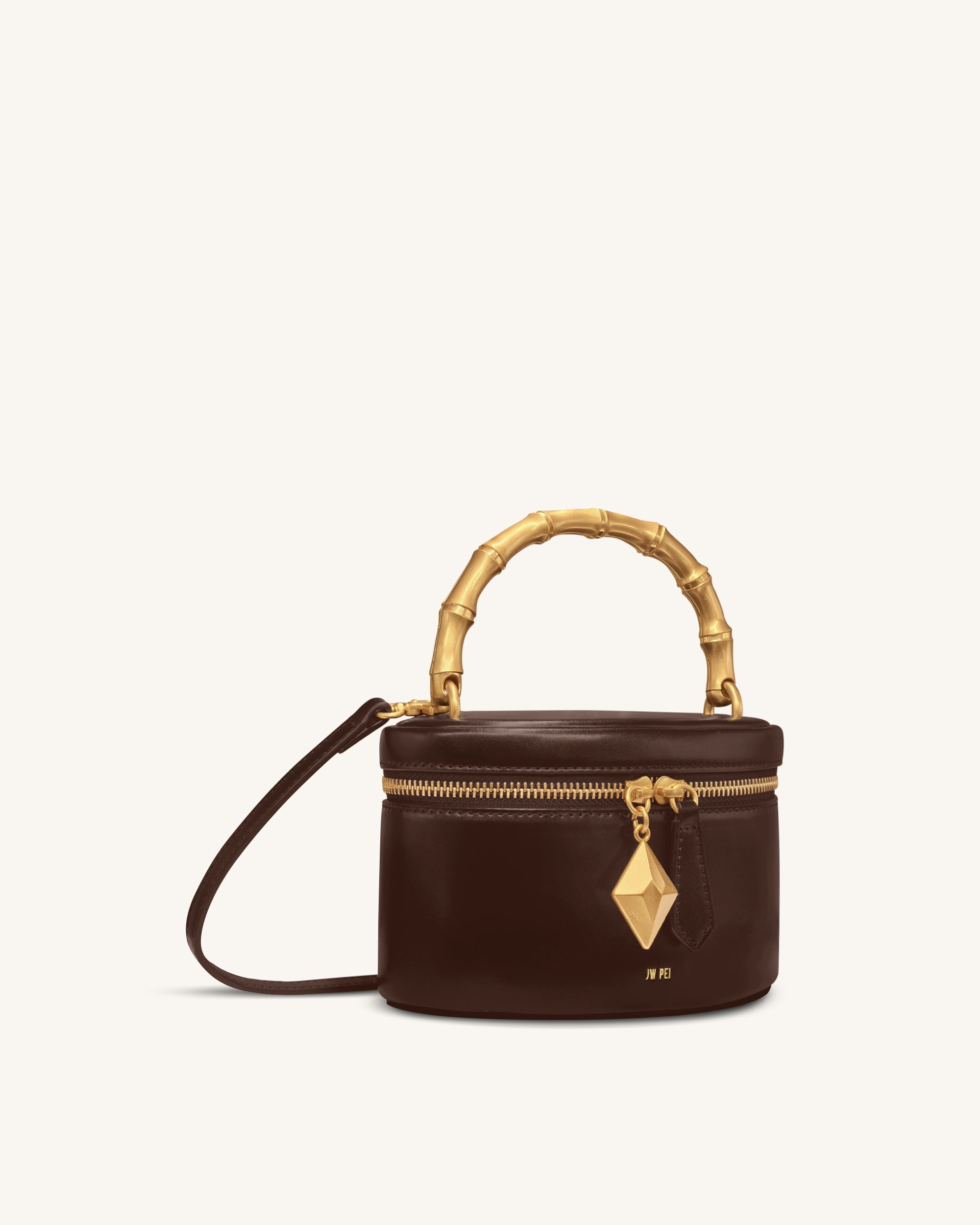 Natalie Metal Geometric Pendant Handle Bag - Burgundy