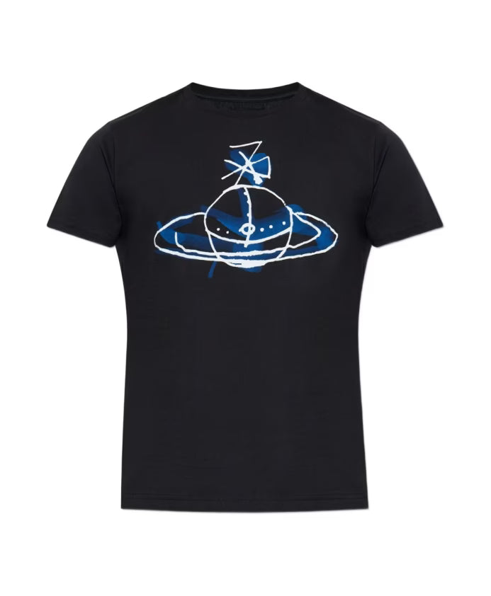 Vivienne Westwood Black Orb Logo Print T-shirts and Polos