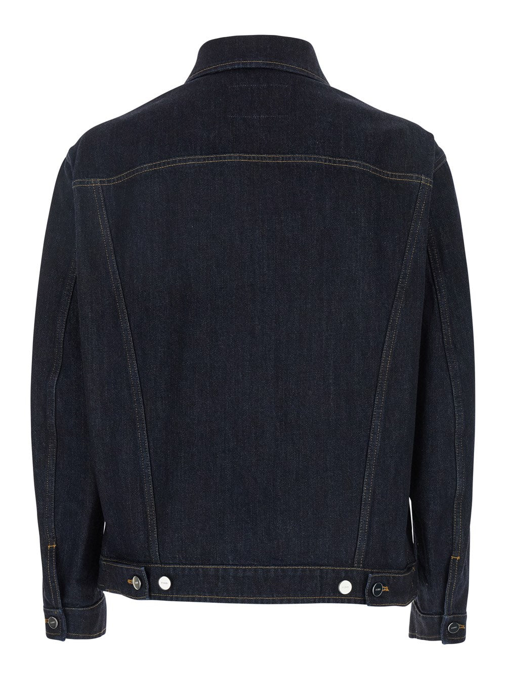 Fendi Blue Jacket with Classic Collar and Logo Embroidery on the Front in Denim Man