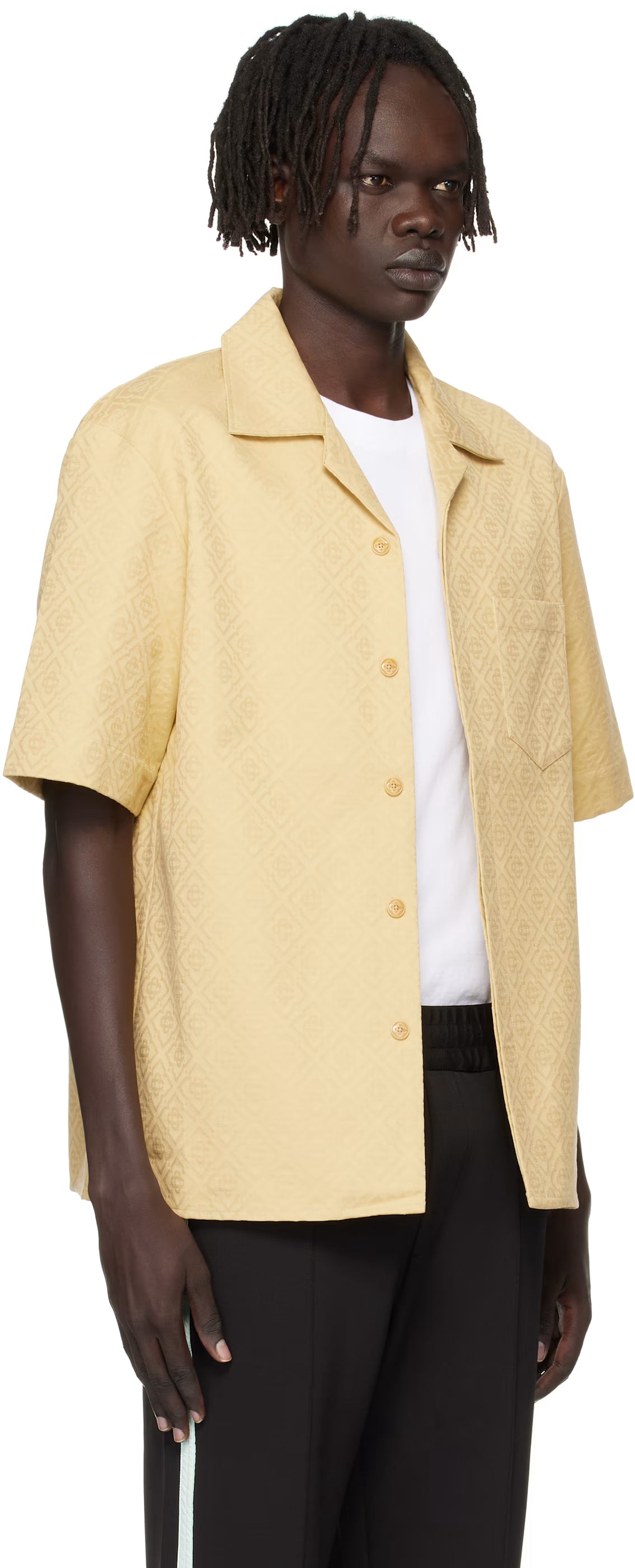 Beige Short Sleeve Monogram Shirt