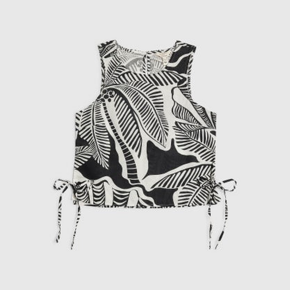 Petite Black Printed Linen Blend Tank Top