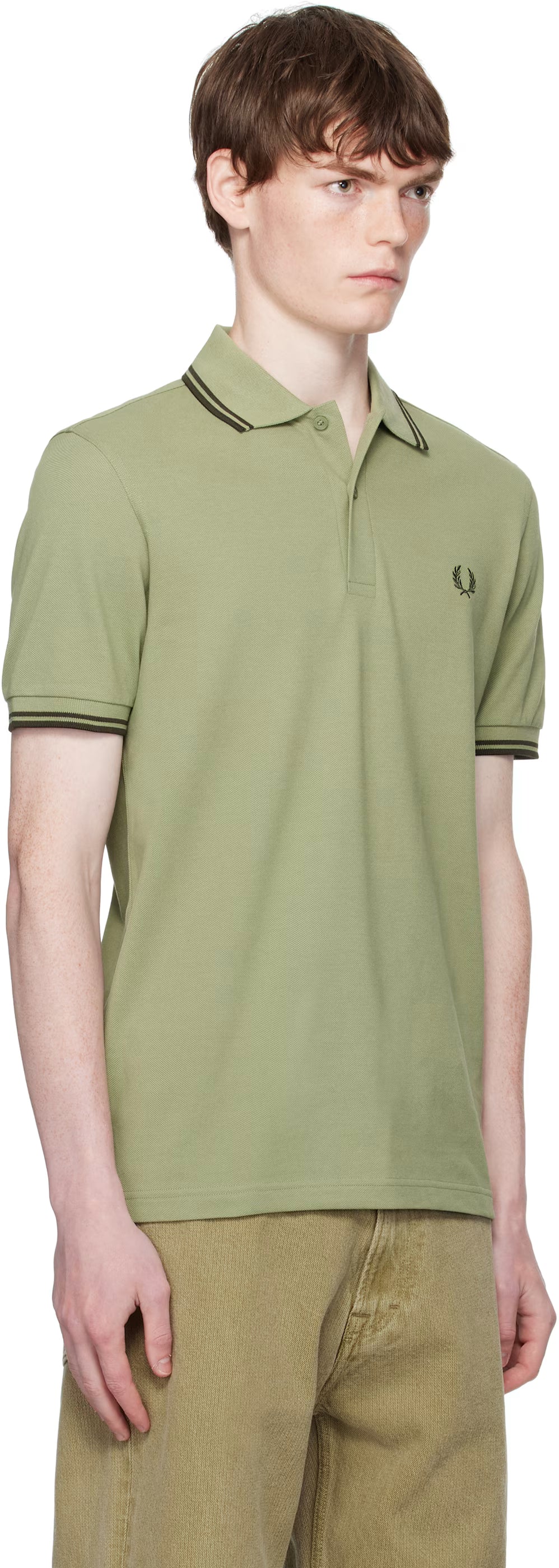 Khaki 'The Twin Tipped Fred Perry Shirt' Polo