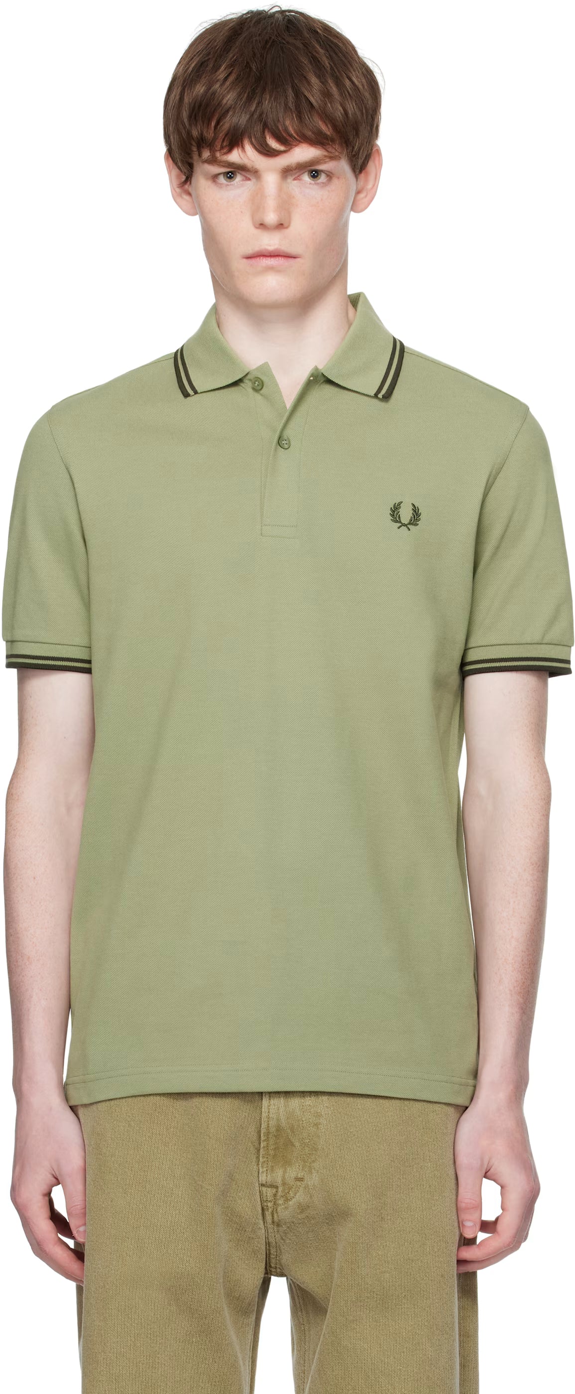 Khaki 'The Twin Tipped Fred Perry Shirt' Polo