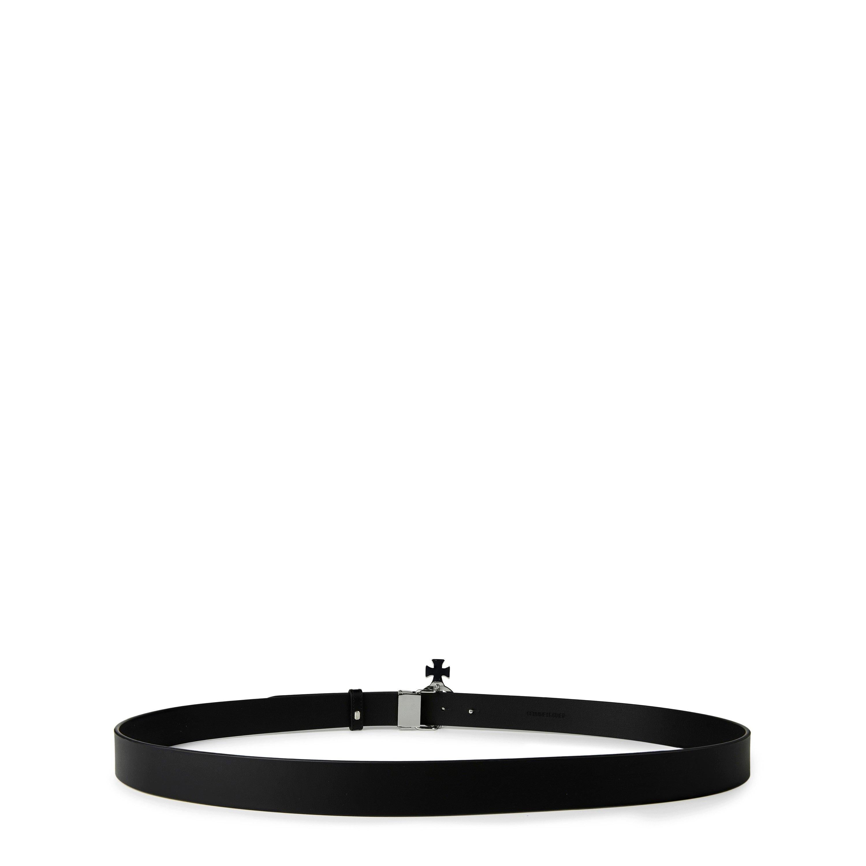 Small Line Orb Leather Buckle Belt