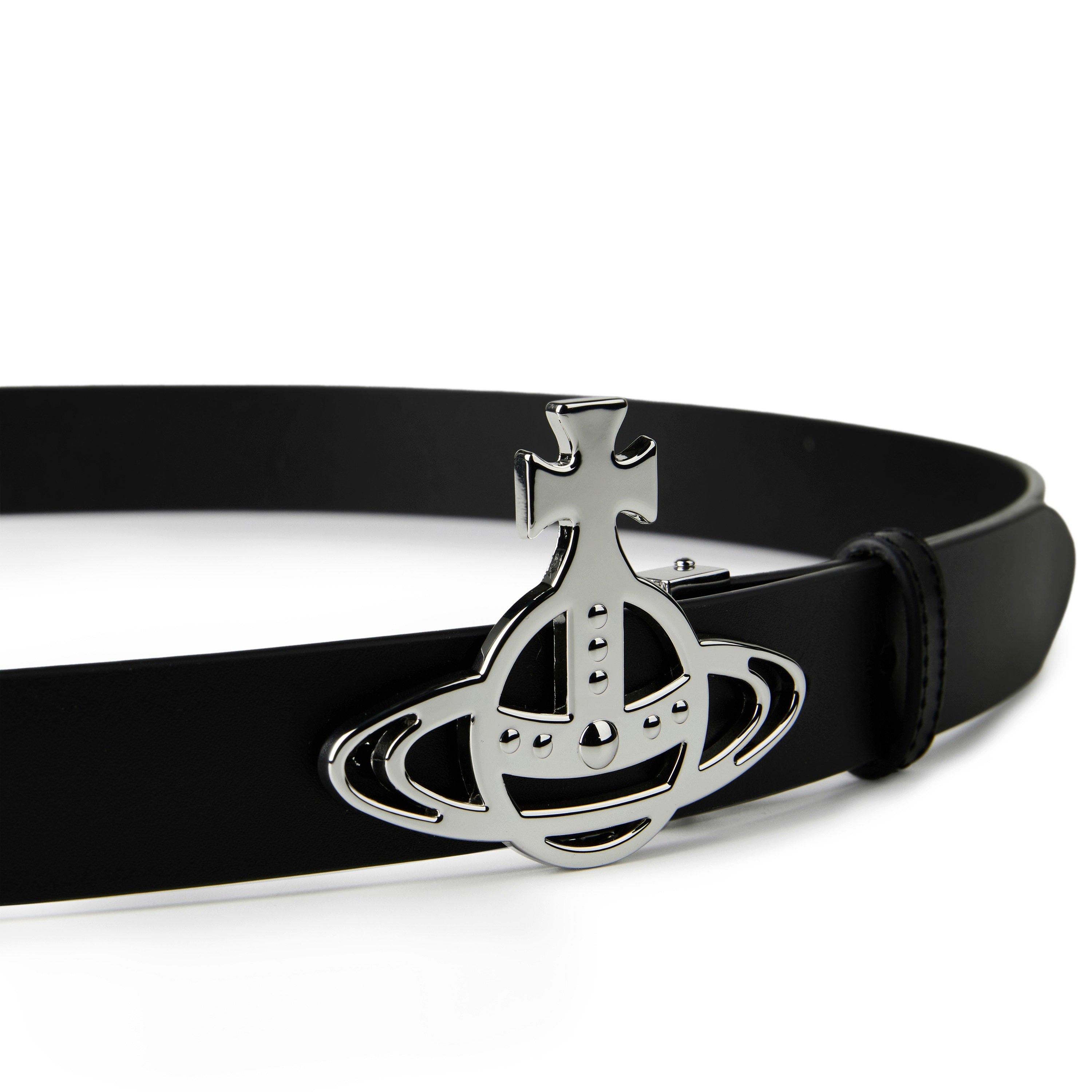 Small Line Orb Leather Buckle Belt
