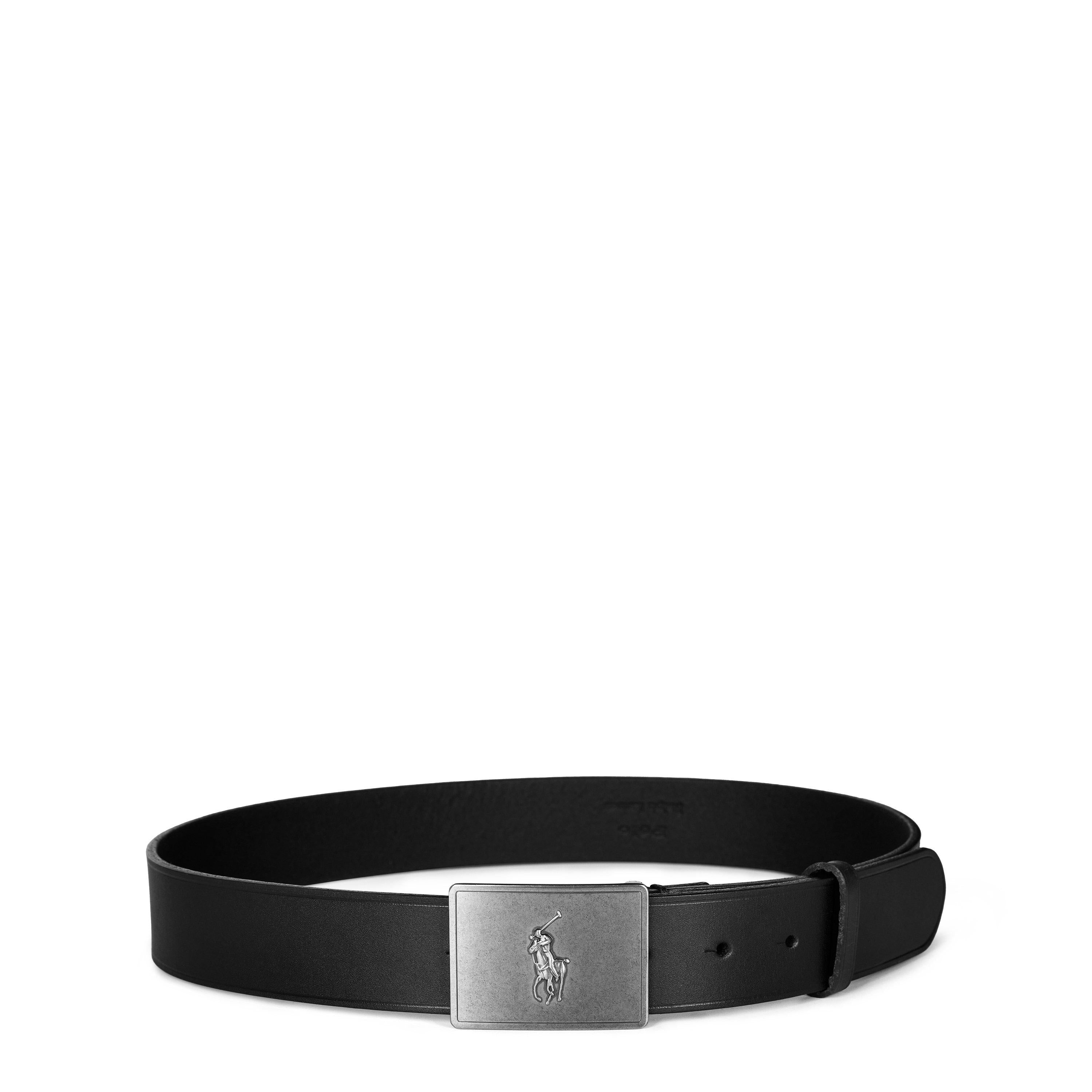 Men's Plaque Leather Belt