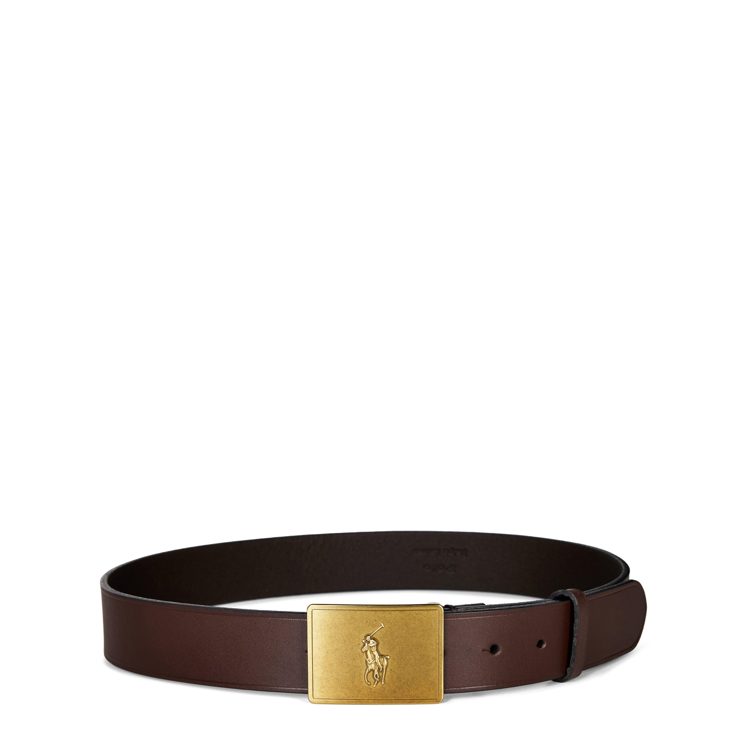 Men's Plaque Leather Belt