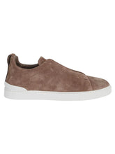 Zegna Men’s Triple Stitch™ Low-Top Sneakers in Brown Calf Leather
