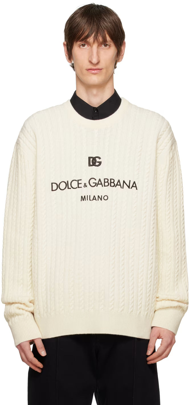 Dolce&Gabbana Off-White Girocollo Sweater