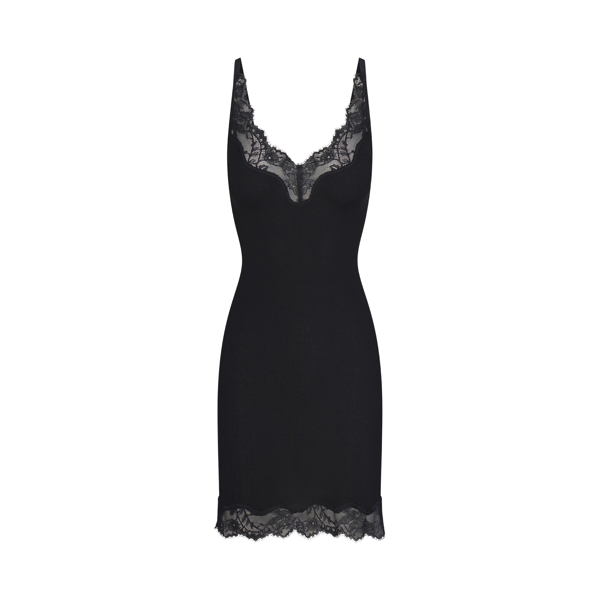 Rib Knit Lace Mini Dress