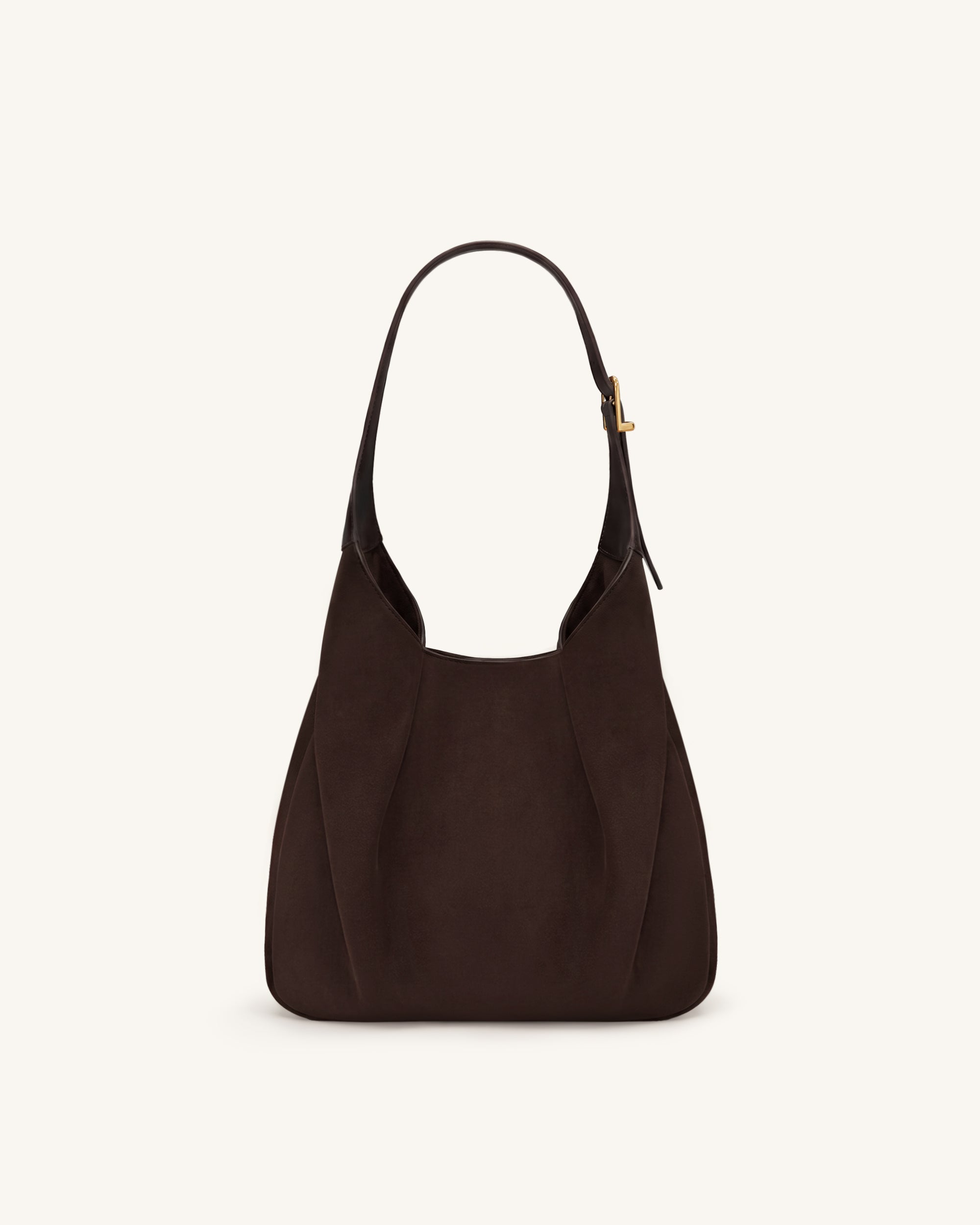 Alina Faux Suede Hobo Bag - Chocolate Brown