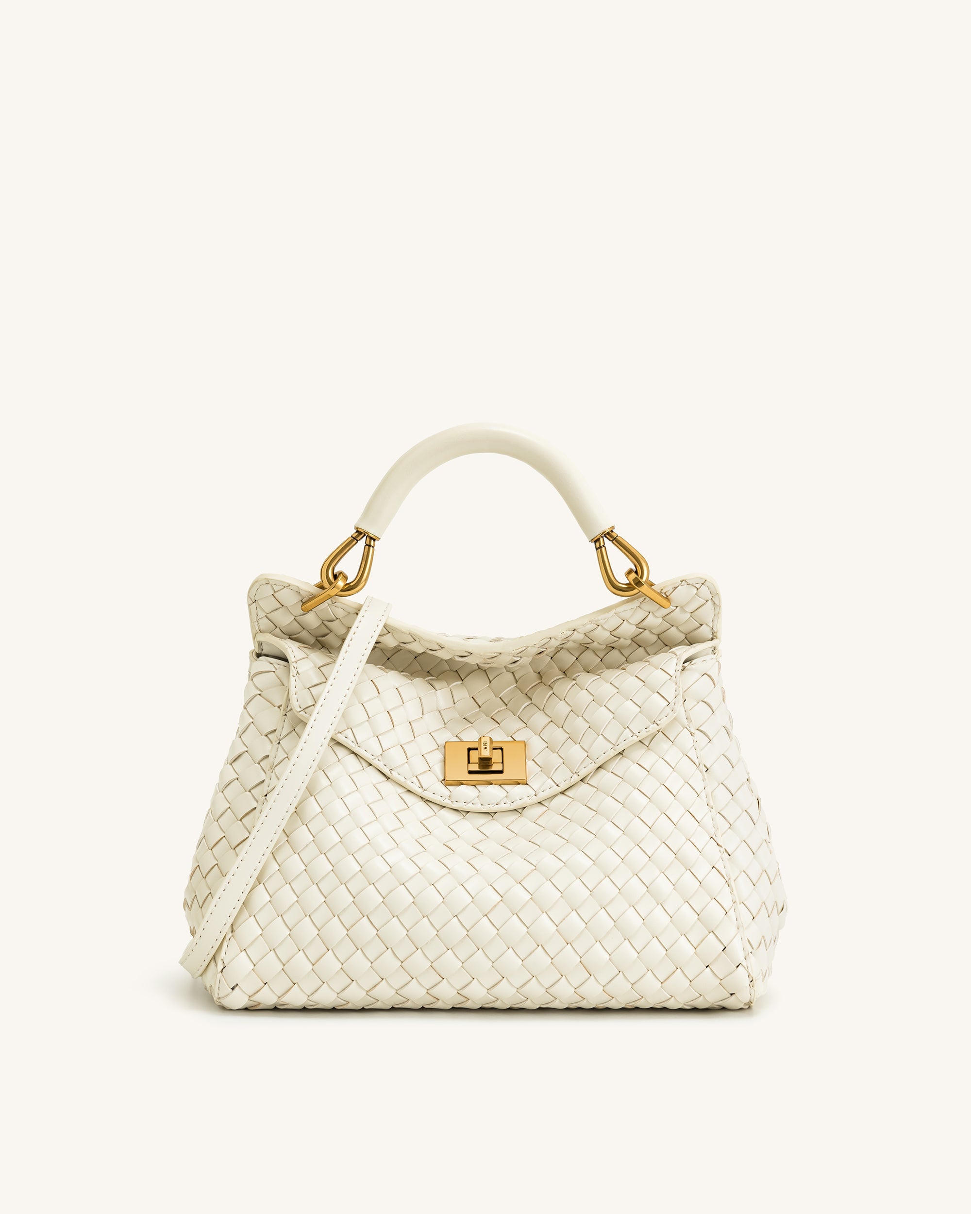Lucia Classic Top Handle Woven Bag - Dark Brown