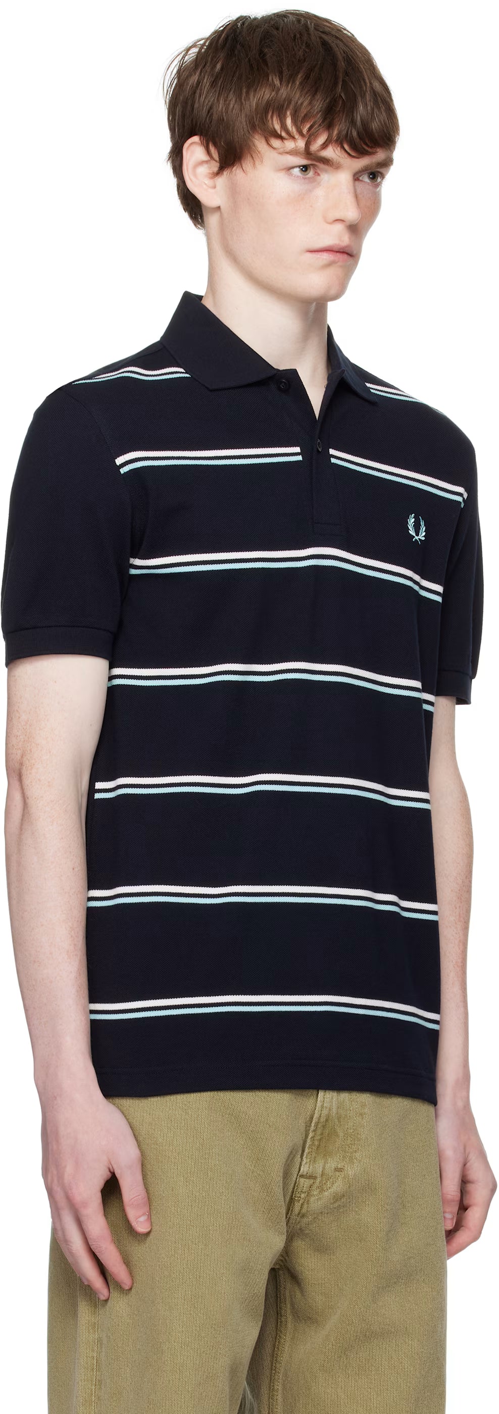 Navy Striped Polo