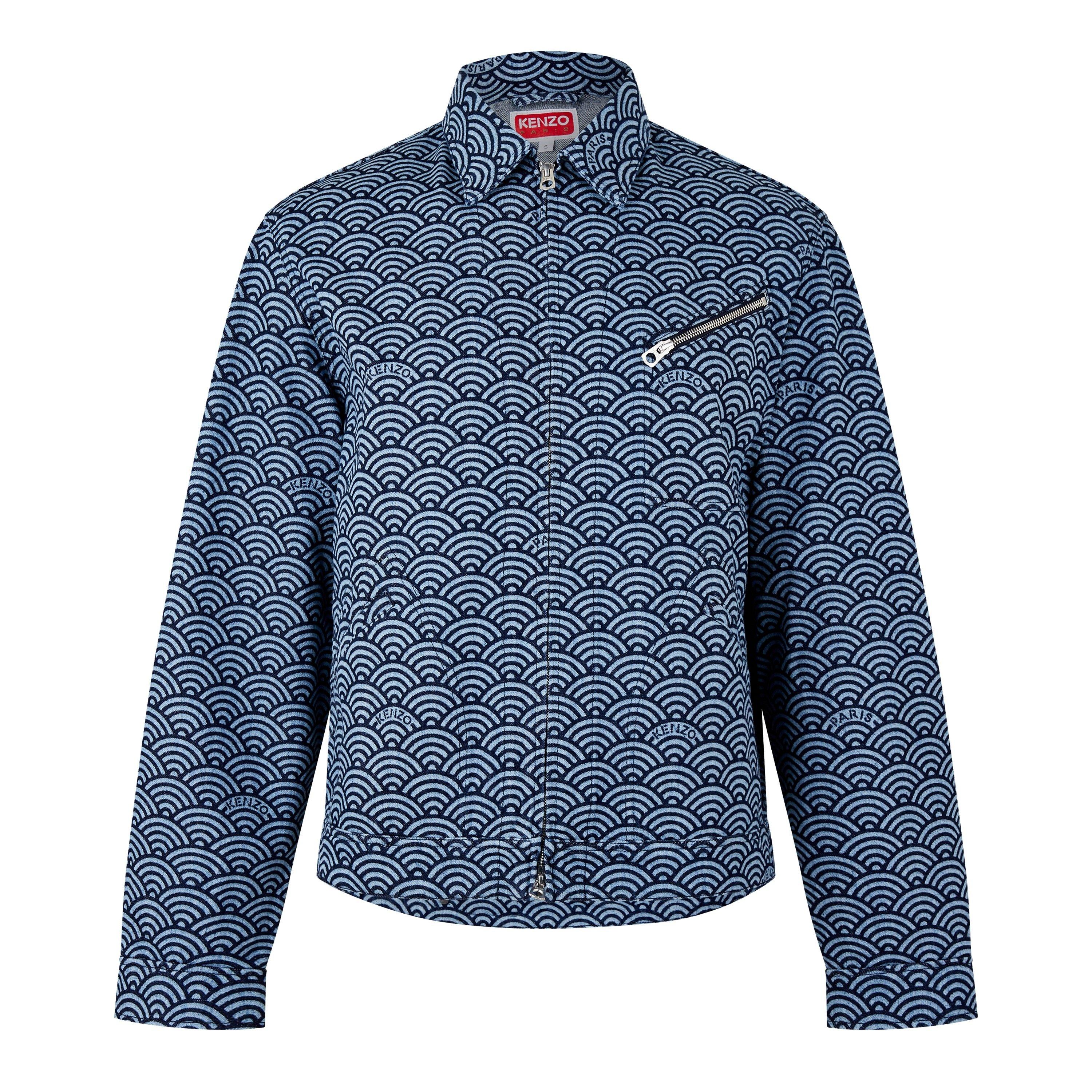 Seigaiha Wave Pattern Structured Denim Jacket