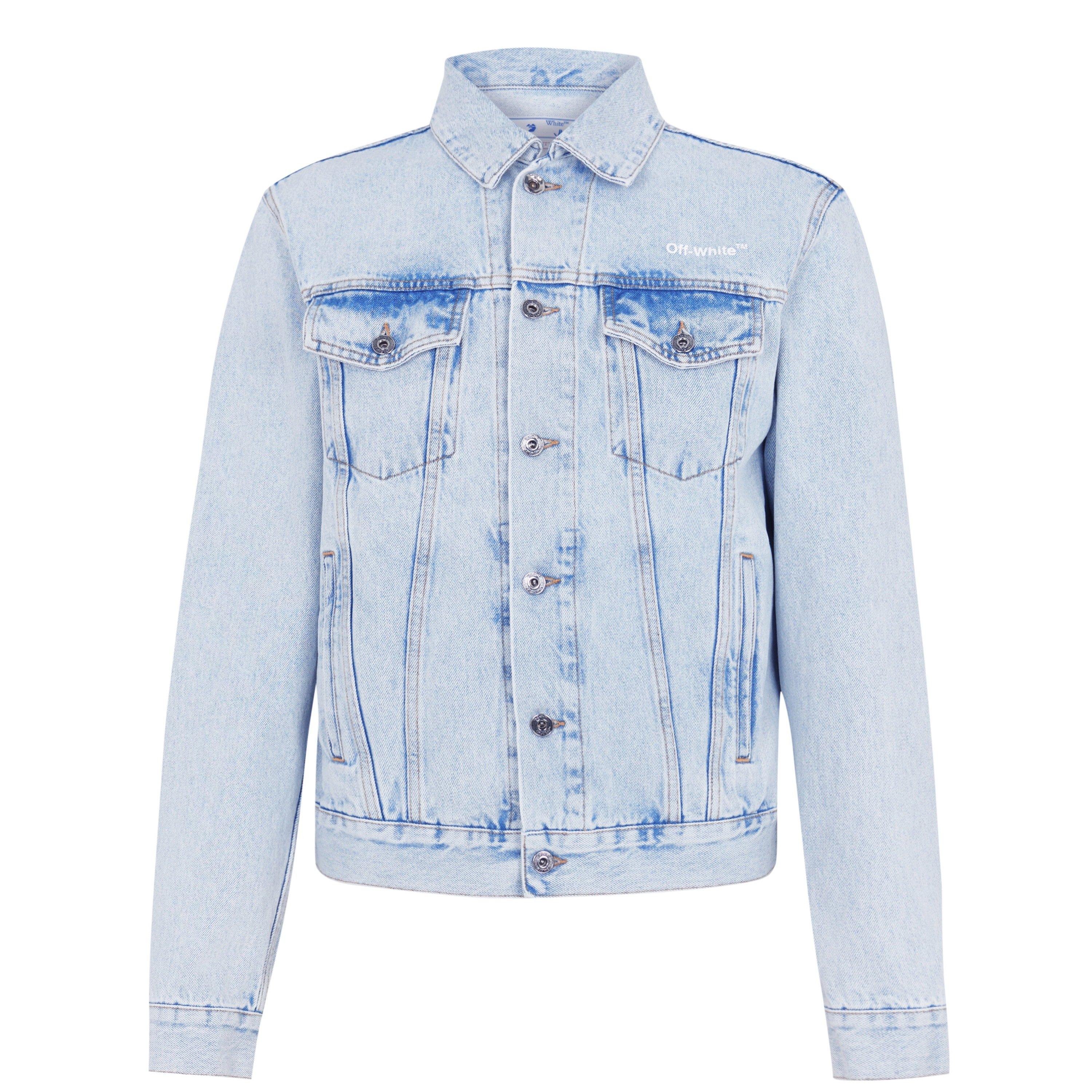 Tab Cotton Long Sleeve Diagonal Print Denim Jacket