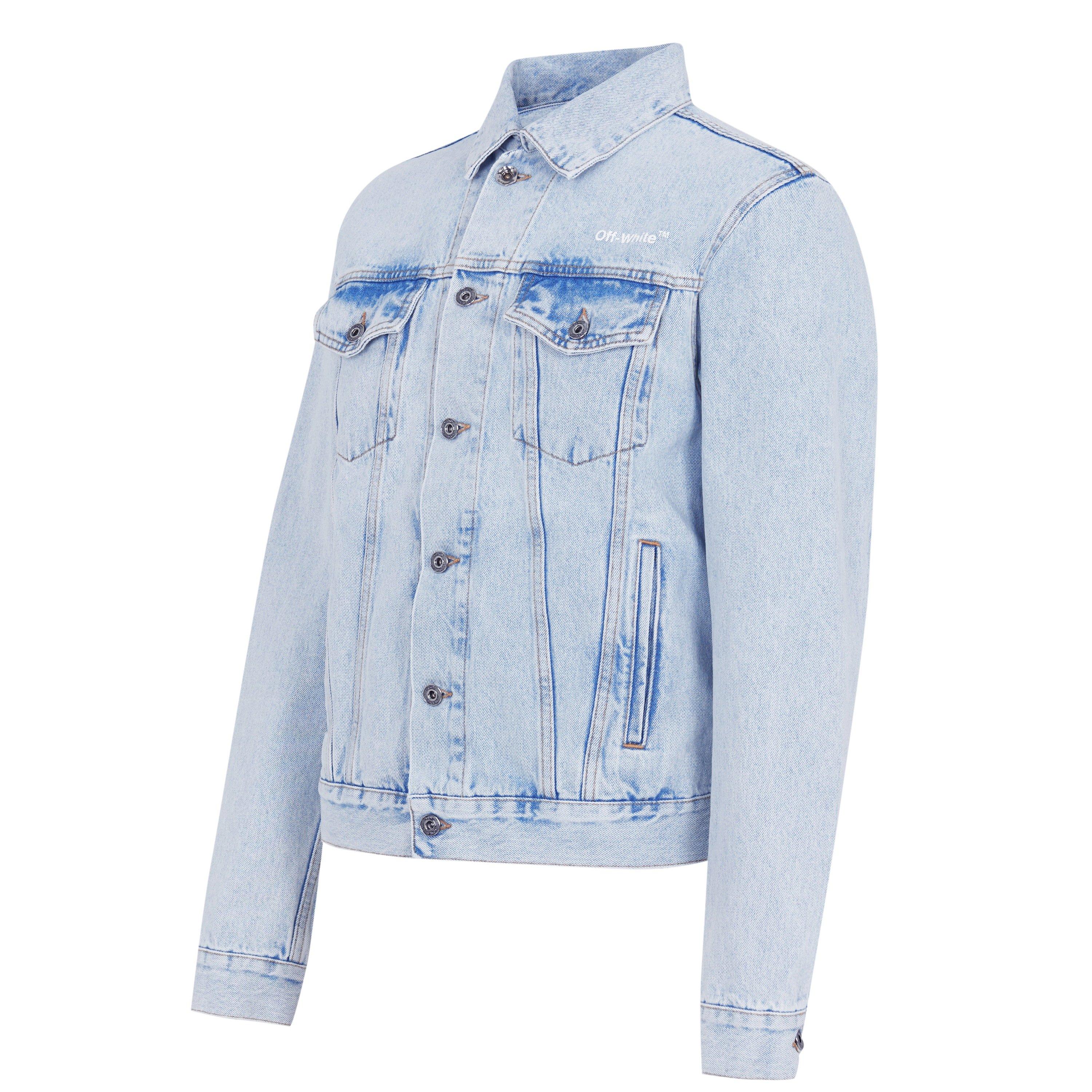 Tab Cotton Long Sleeve Diagonal Print Denim Jacket
