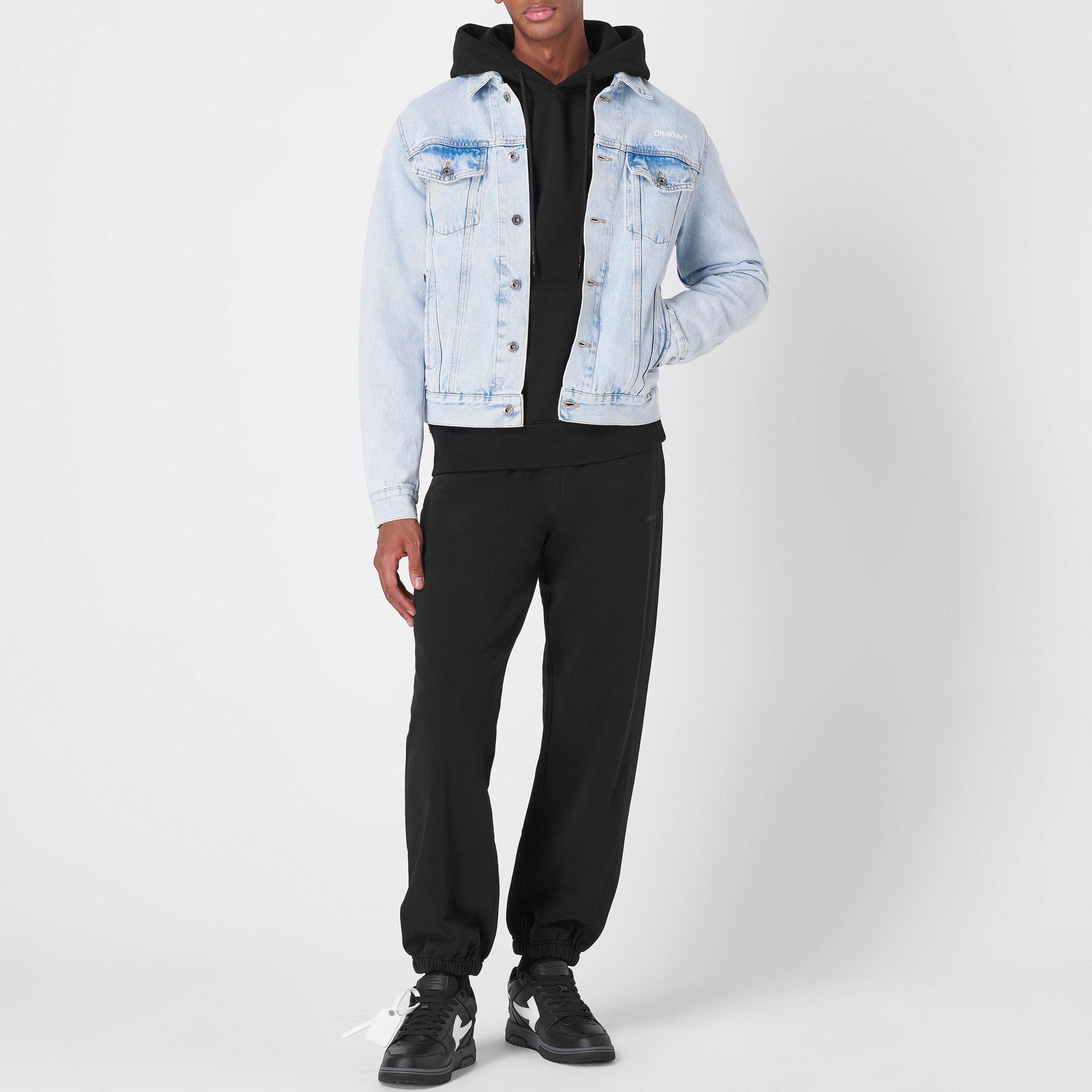 Tab Cotton Long Sleeve Diagonal Print Denim Jacket
