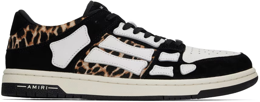 AMIRI Black & White Leopard Skel-Top Low Sneakers