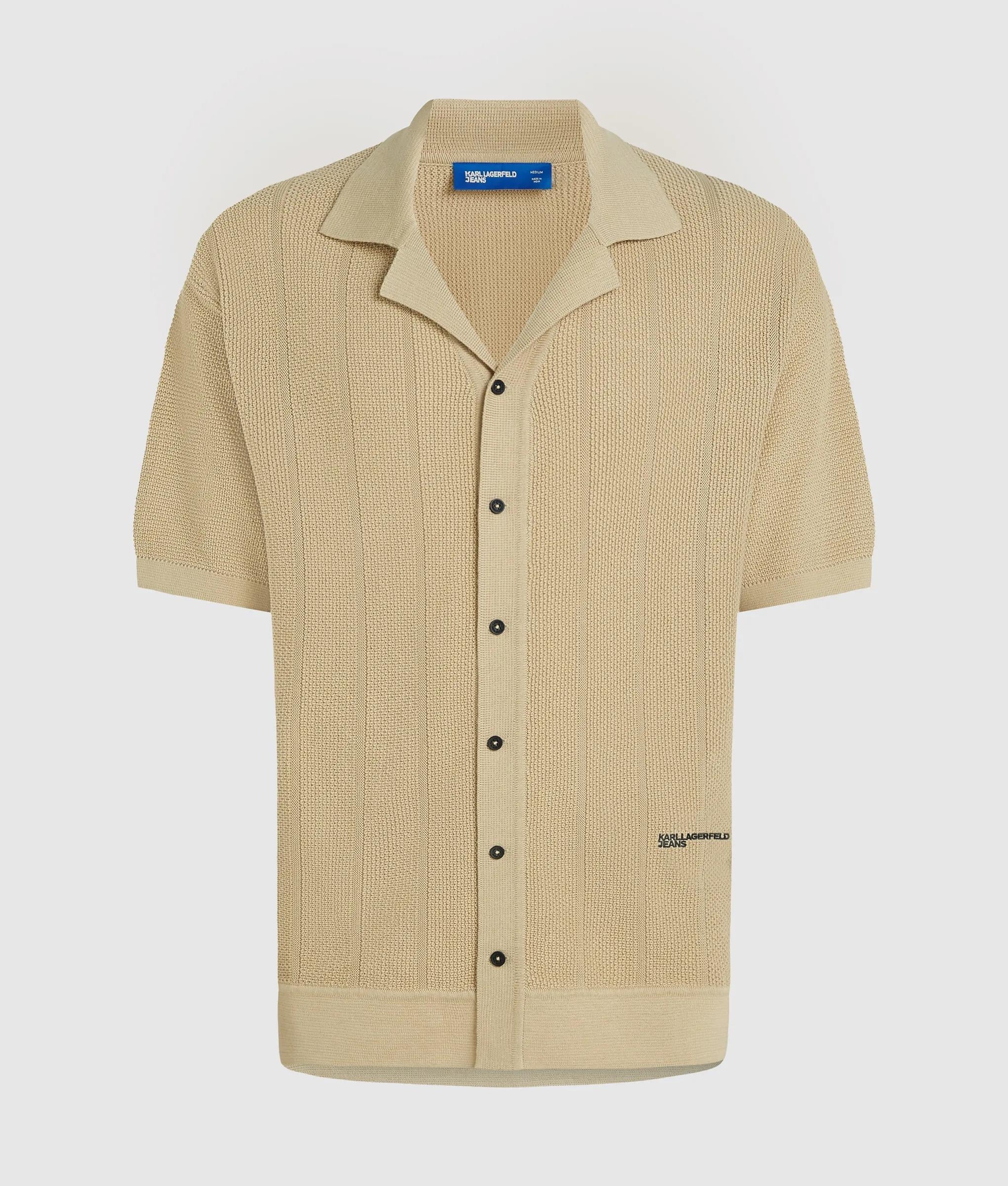 Short-sleeved knit polo shirt