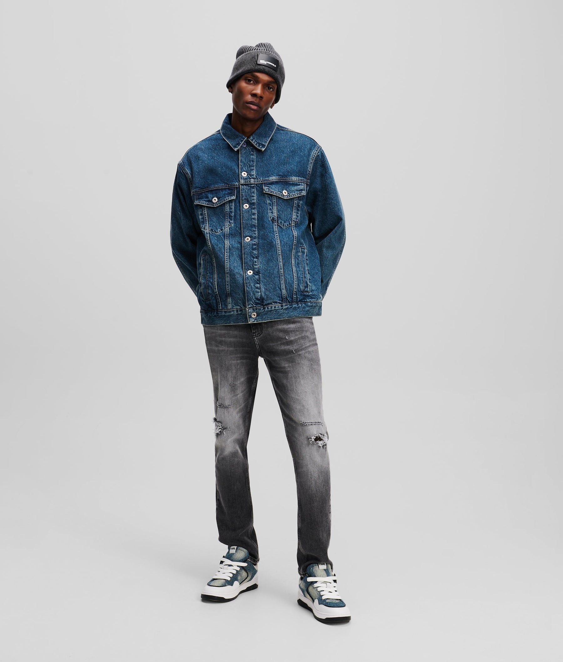 RELAXED-FIT MONOGRAM DENIM JACKET