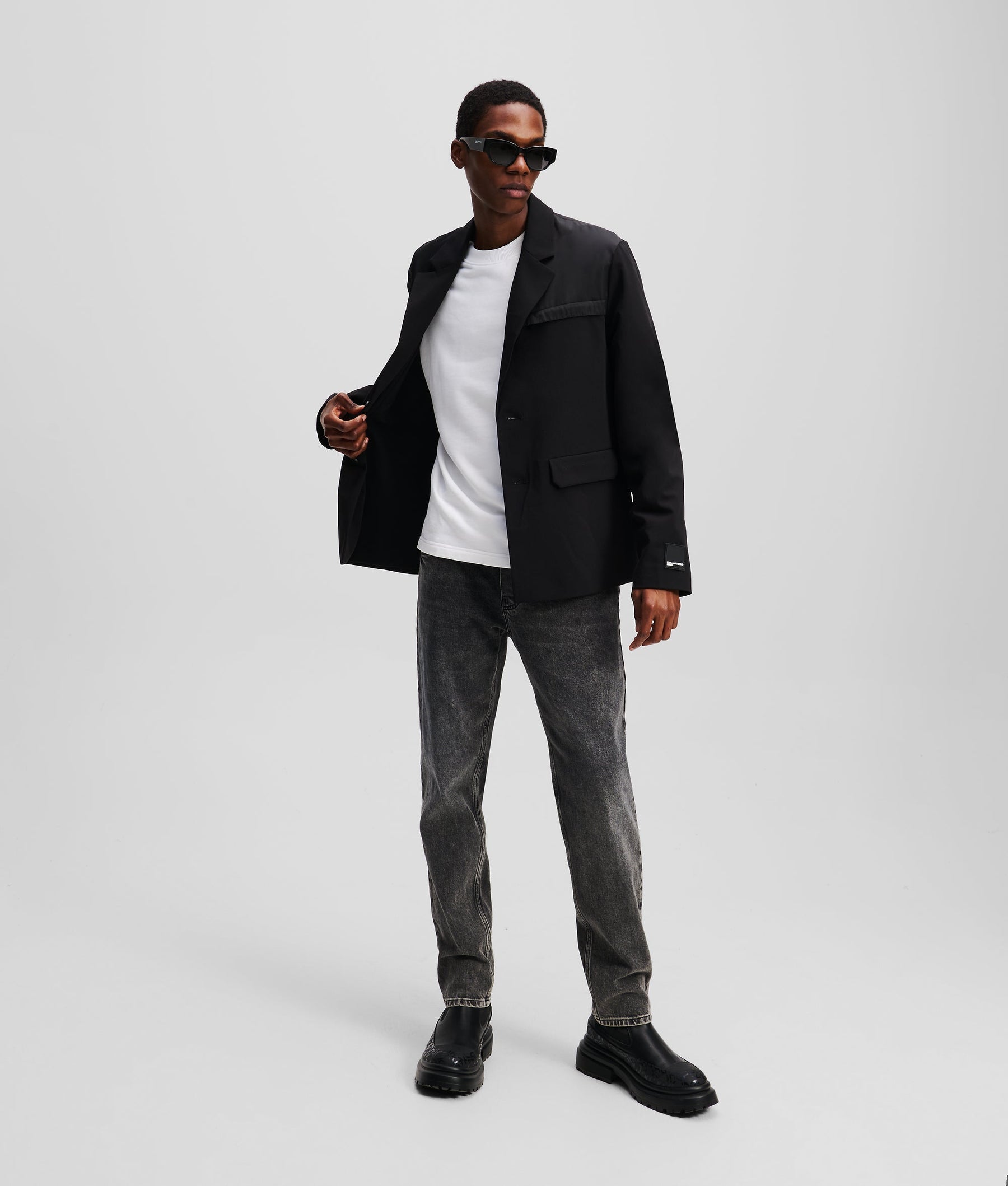 MIXED-MATERIAL BLAZER