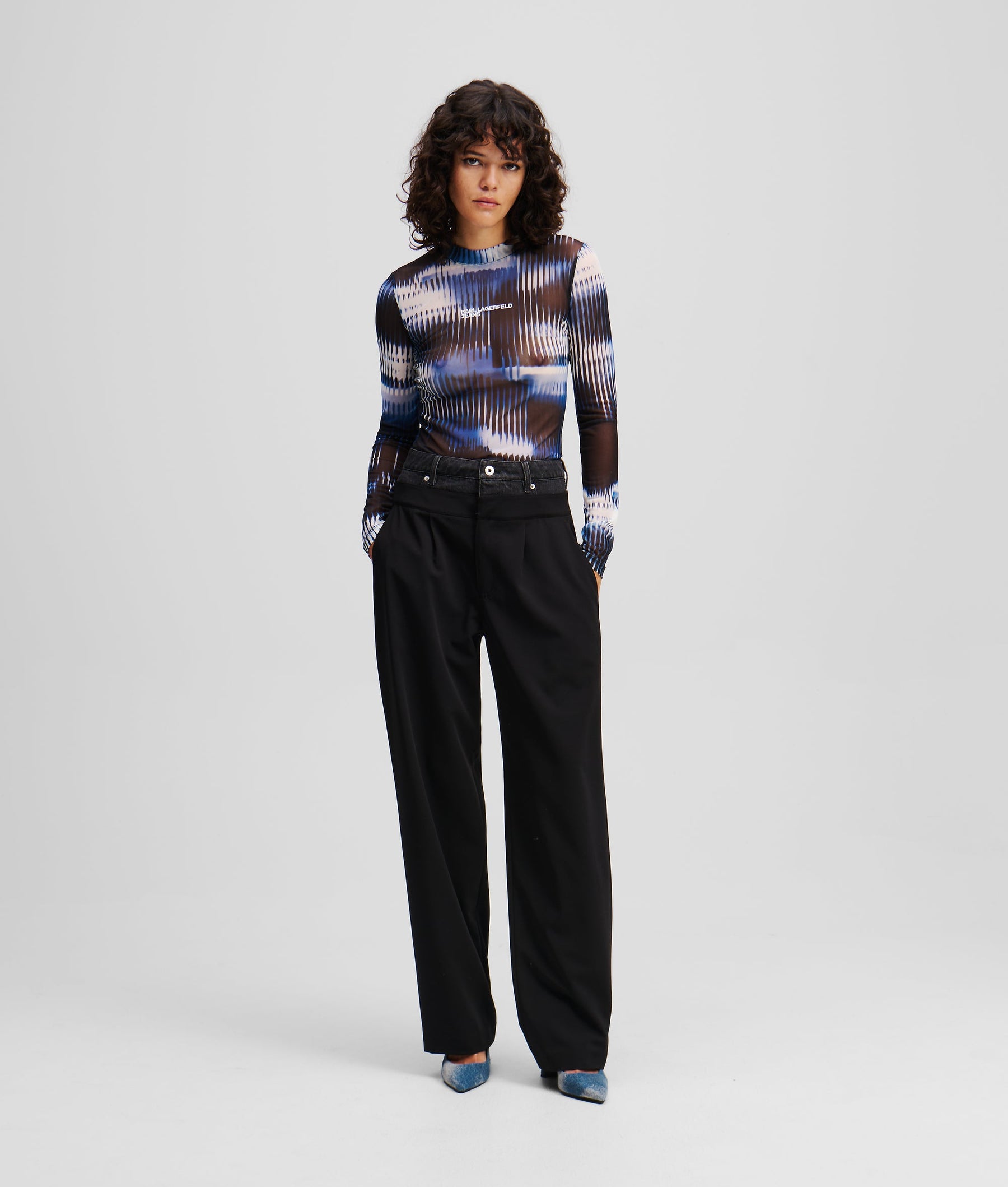 MIXED-MATERIAL TROUSERS