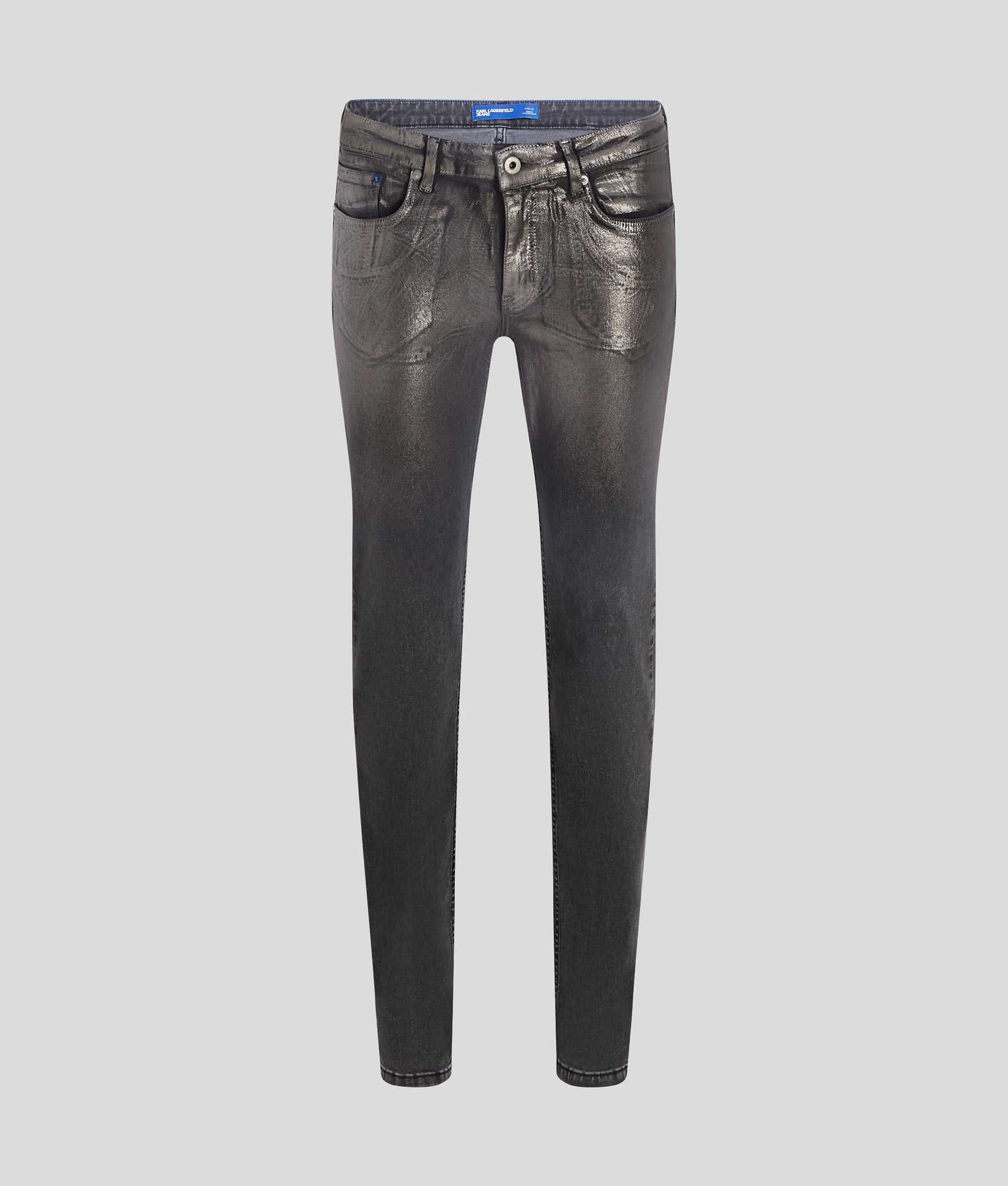COATED MID-RISE SLIM JEANS