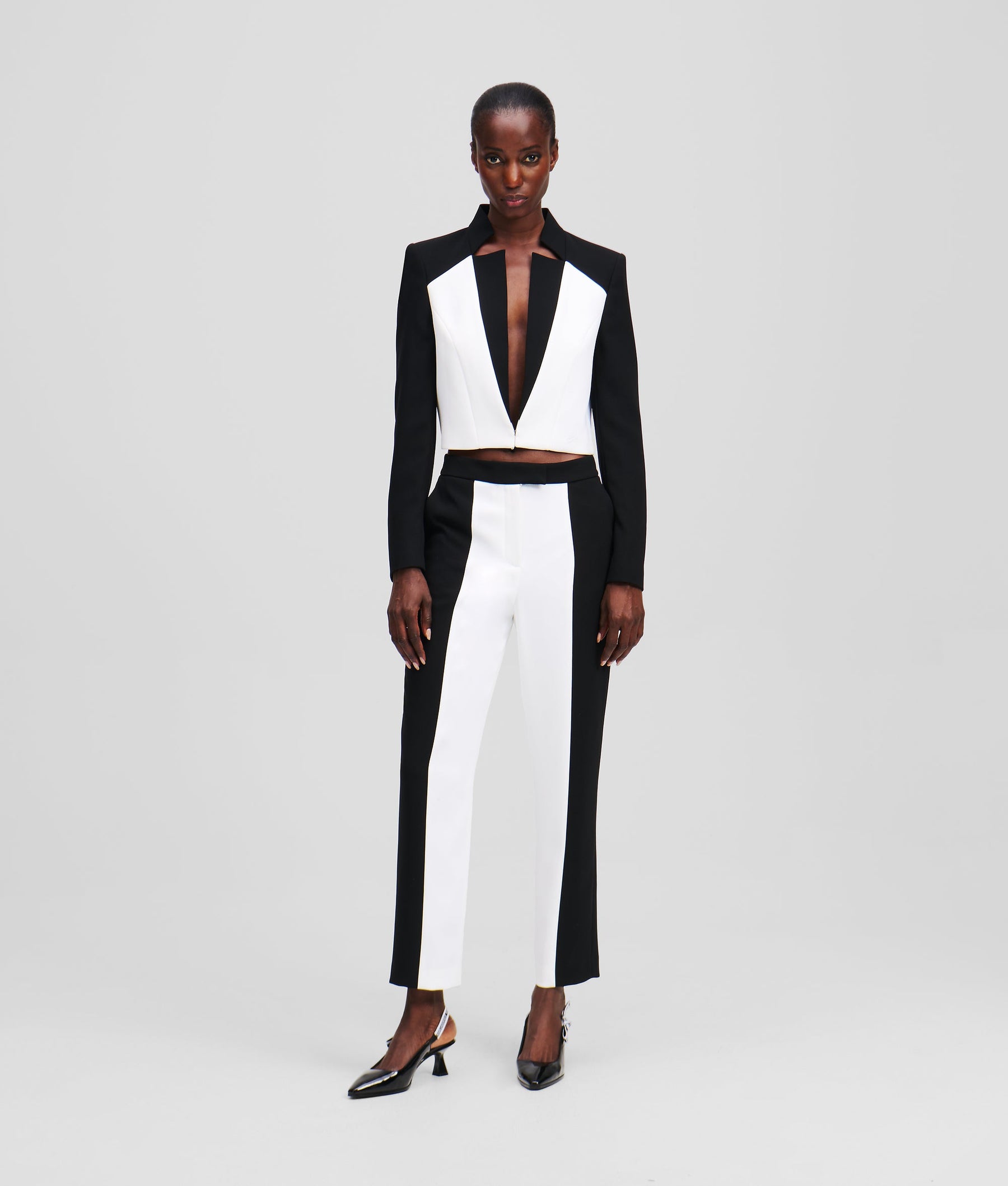 COLOR-BLOCK CIGARETTE TROUSERS