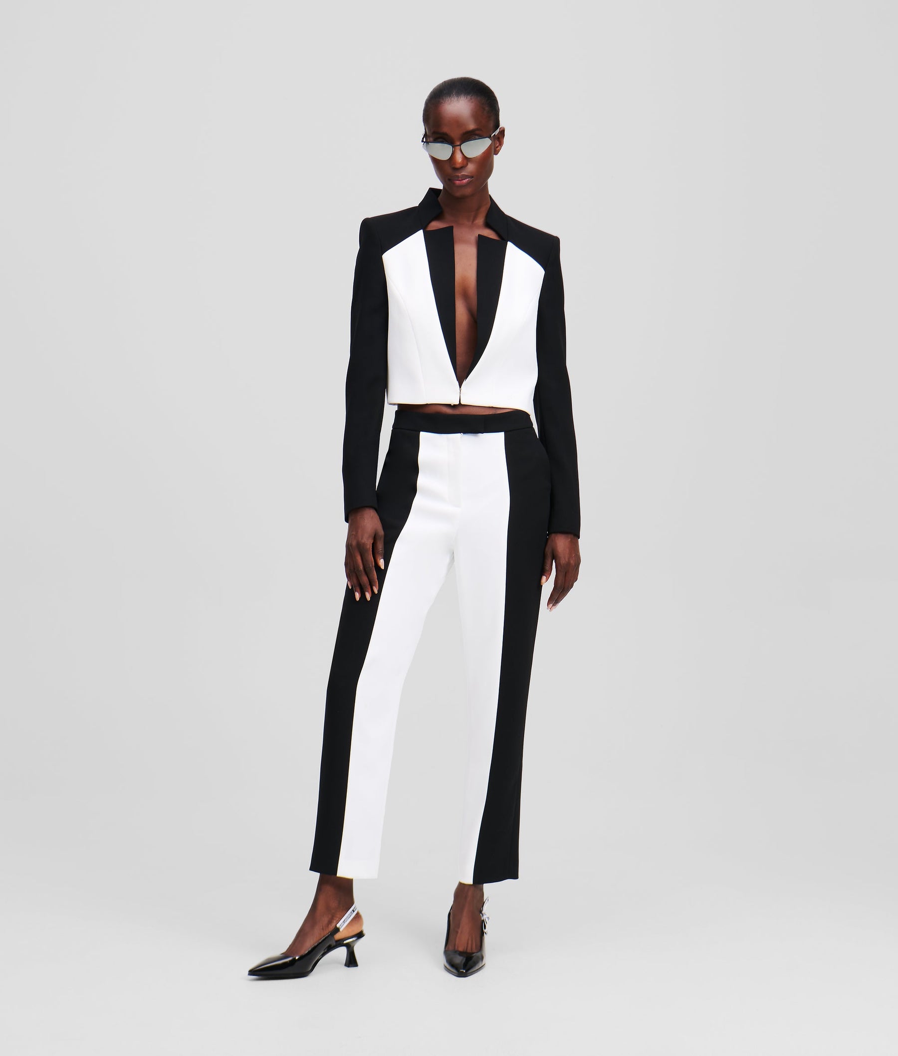 COLOR-BLOCK CIGARETTE TROUSERS