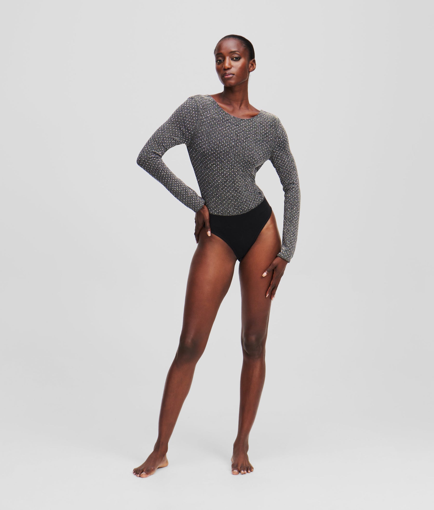 METALLIC RHINESTONE BODYSUIT