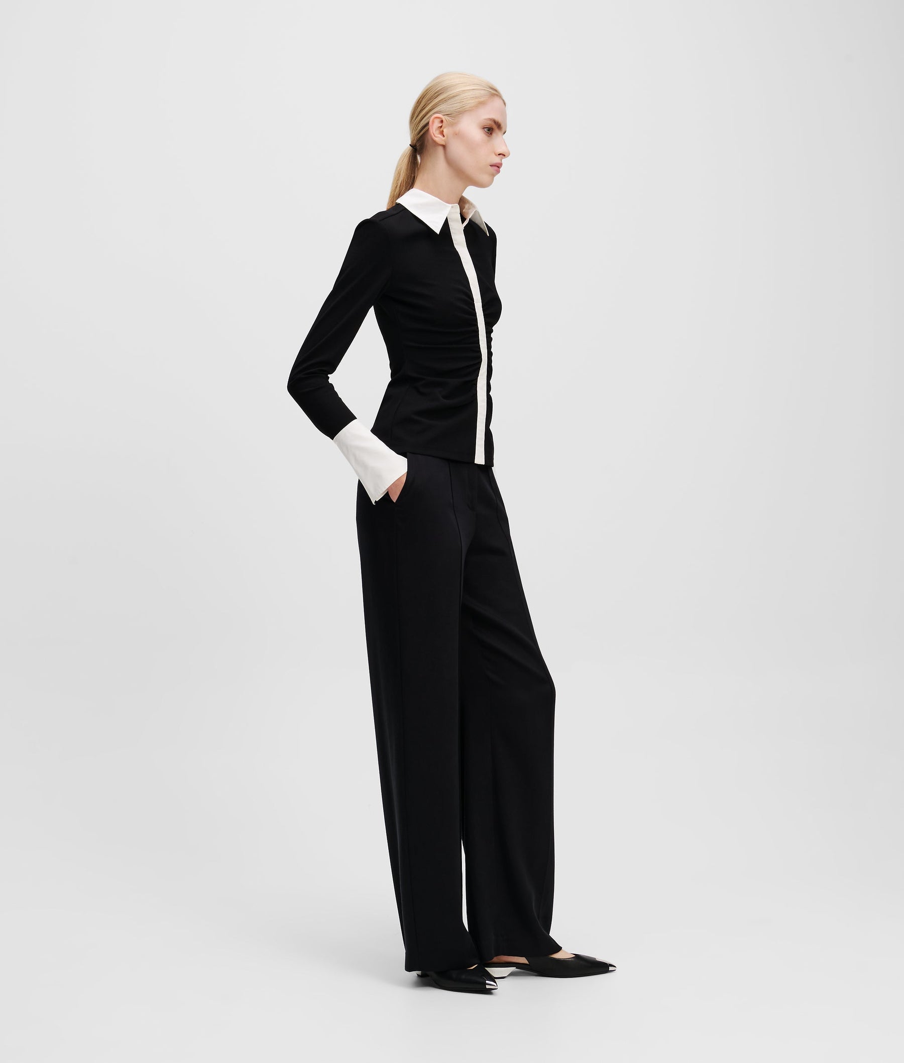 KARL ESSENTIAL LONG-SLEEVED POLO SHIRT
