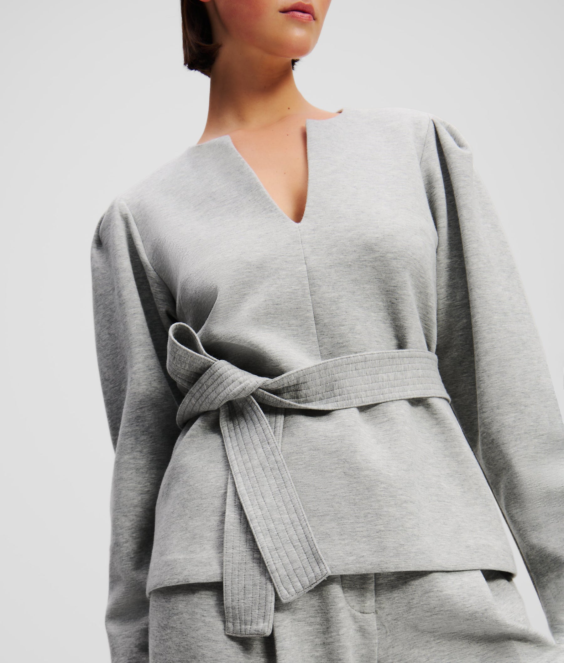 DOUBLE JERSEY V-NECK SWEATSHIRT