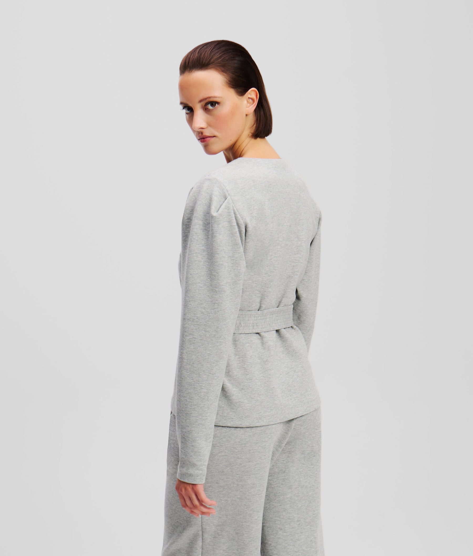 DOUBLE JERSEY V-NECK SWEATSHIRT