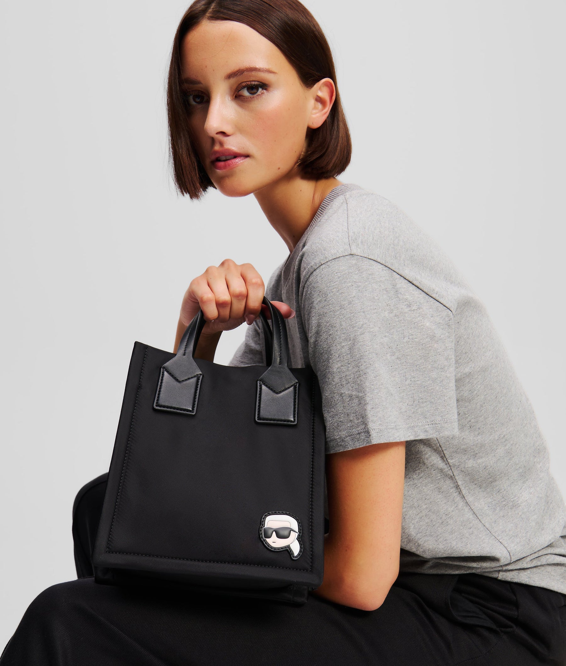IKON NYLON SMALL SQUARE TOTE BAG