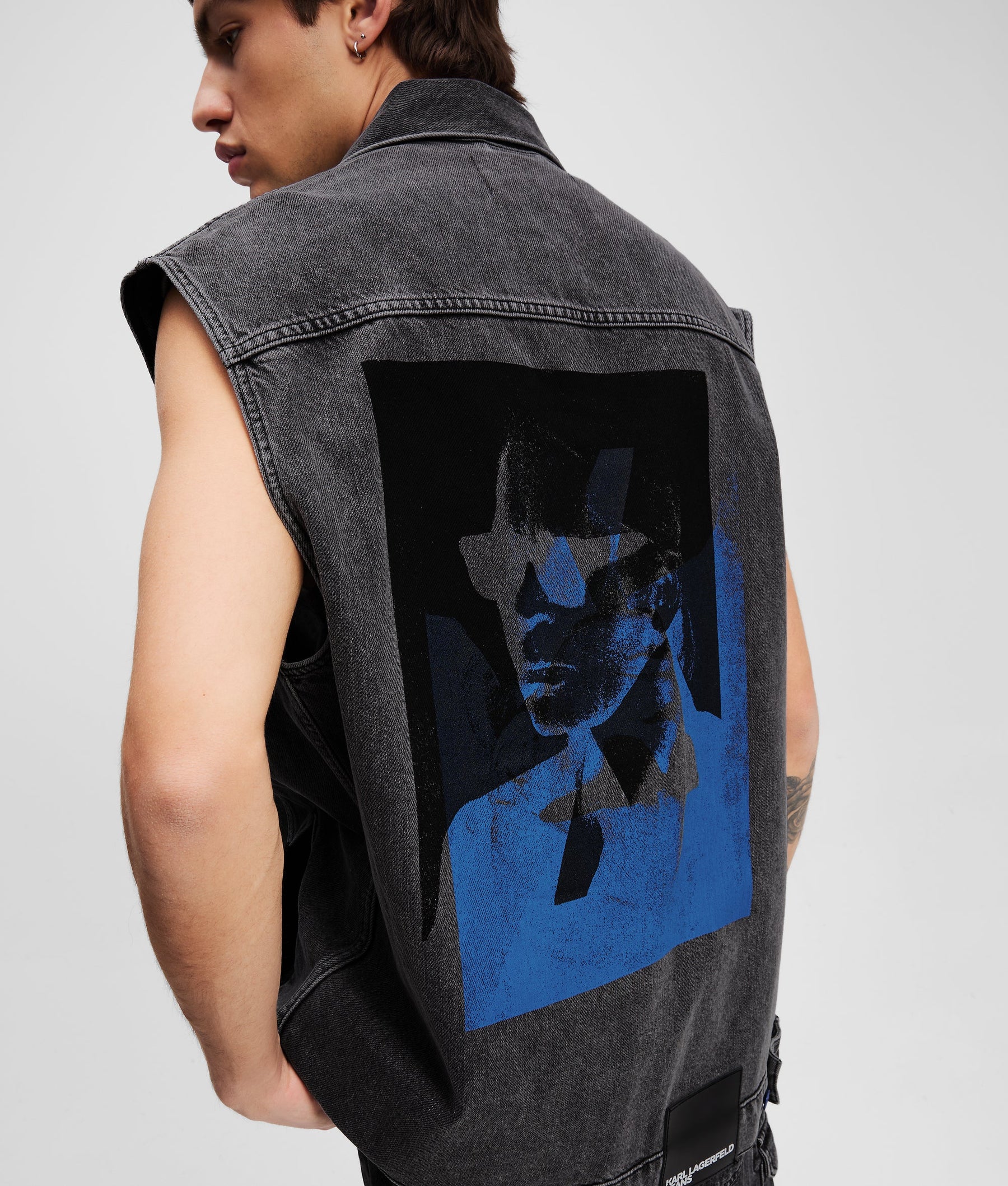 KARL PRINT DENIM GILET