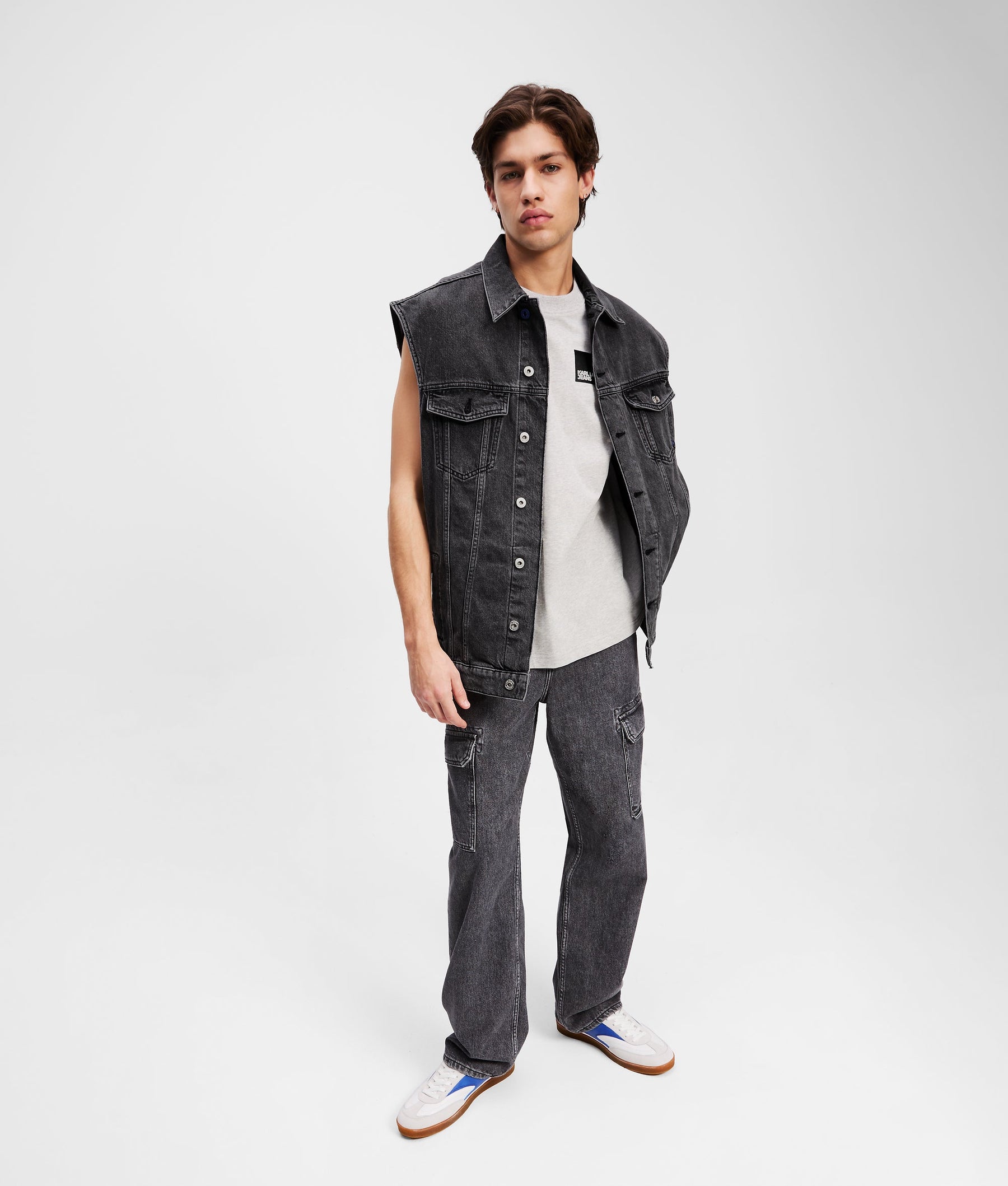 KARL PRINT DENIM GILET