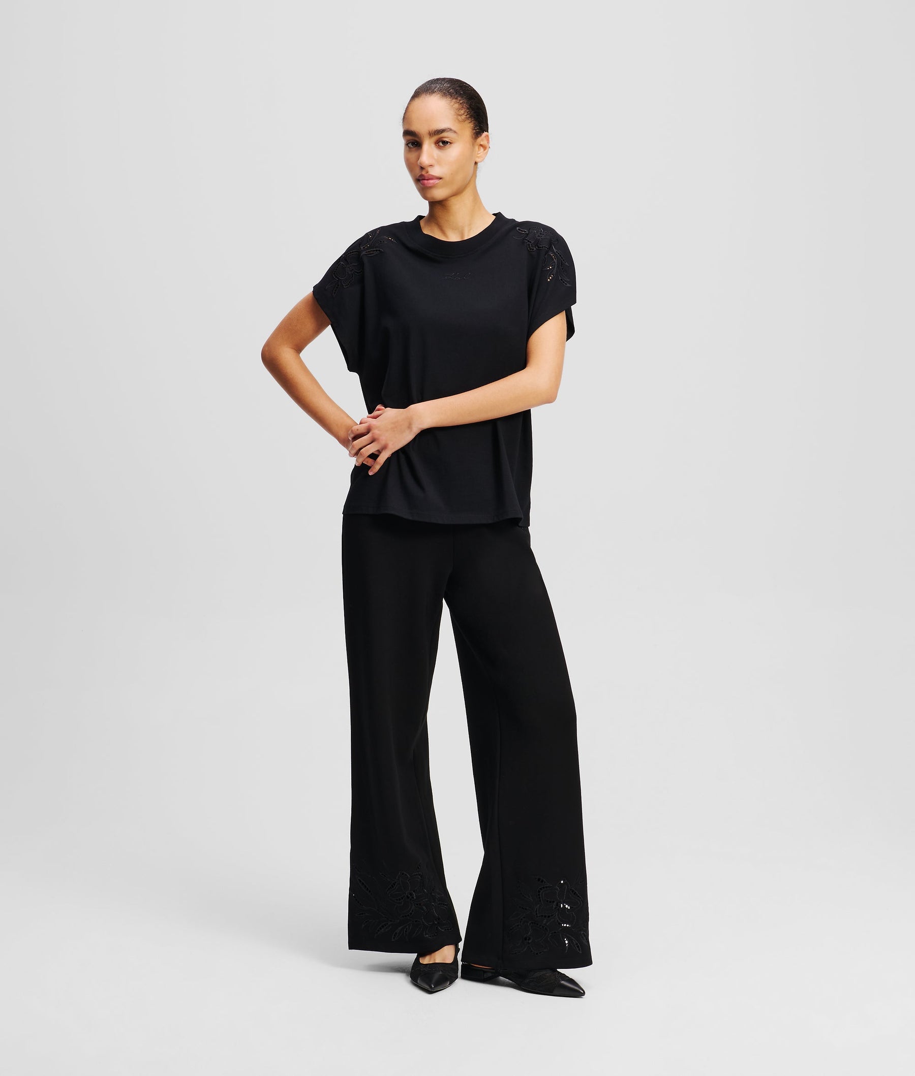ORCHID EMBROIDERY TRACK PANTS