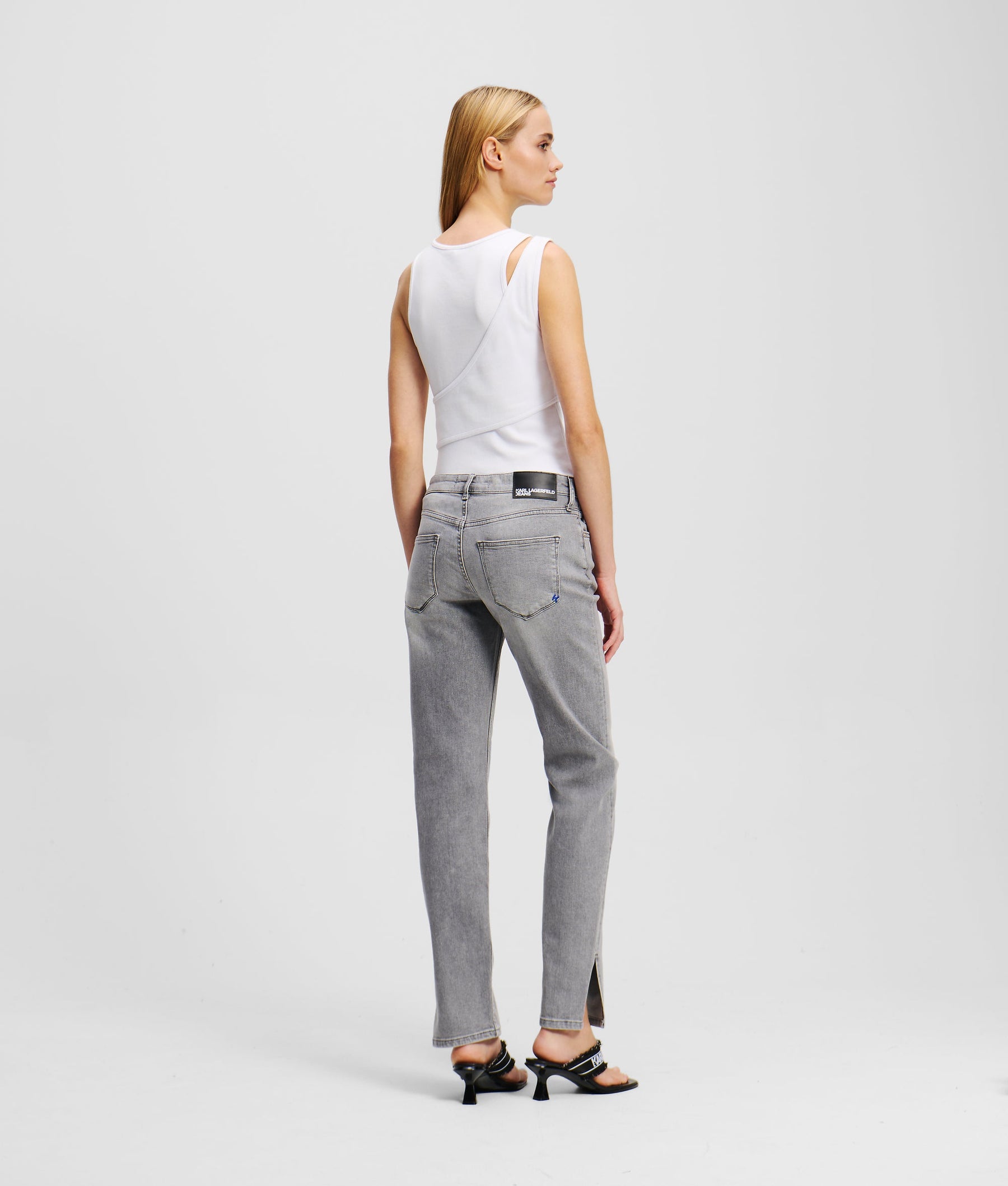 MID-RISE SPLIT-HEM SLIM JEANS