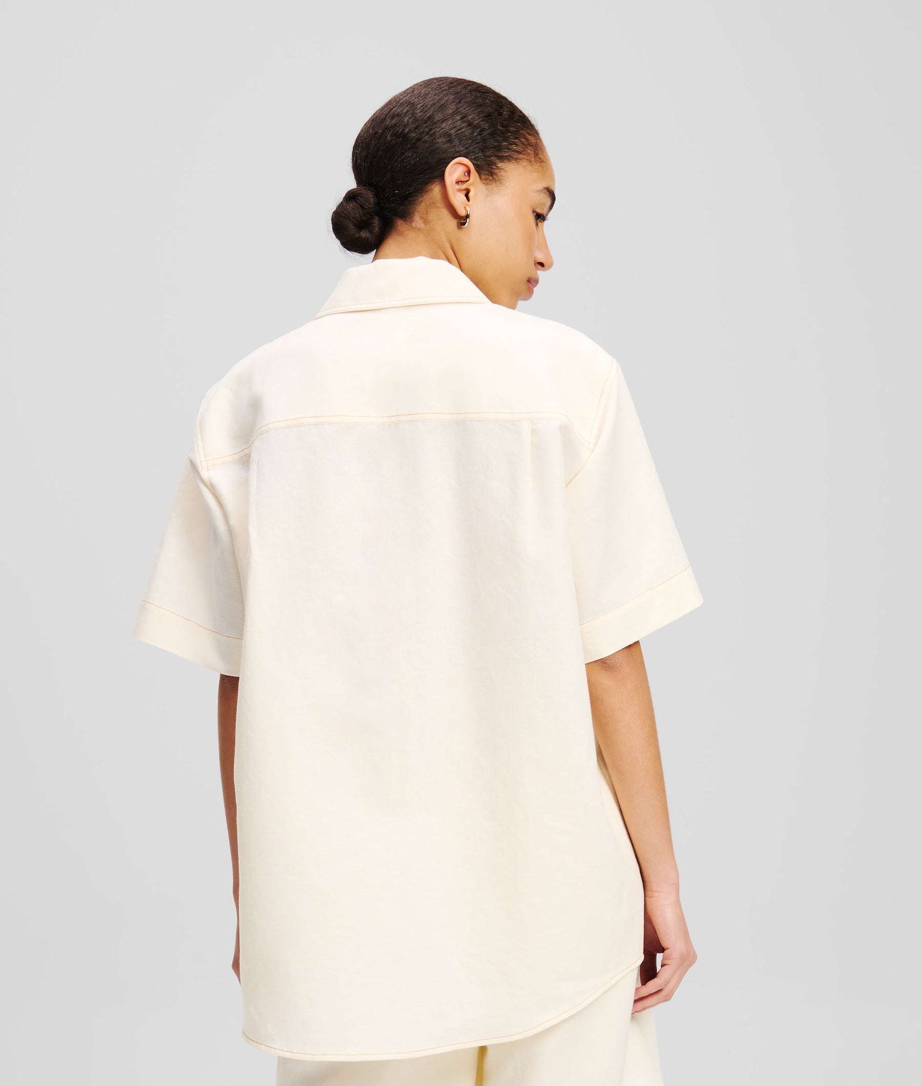 LINEN-BLEND BLOUSE
