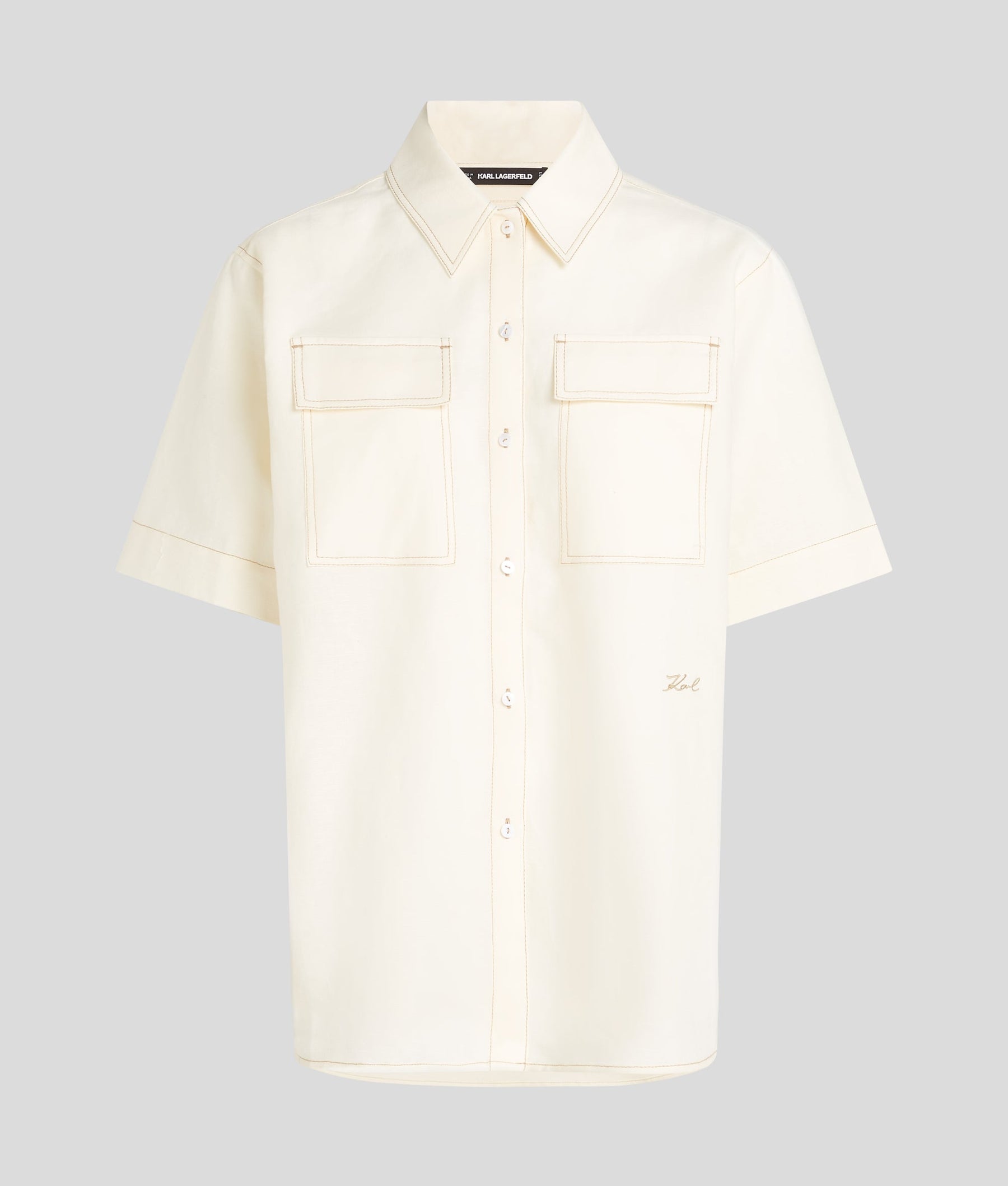 LINEN-BLEND BLOUSE