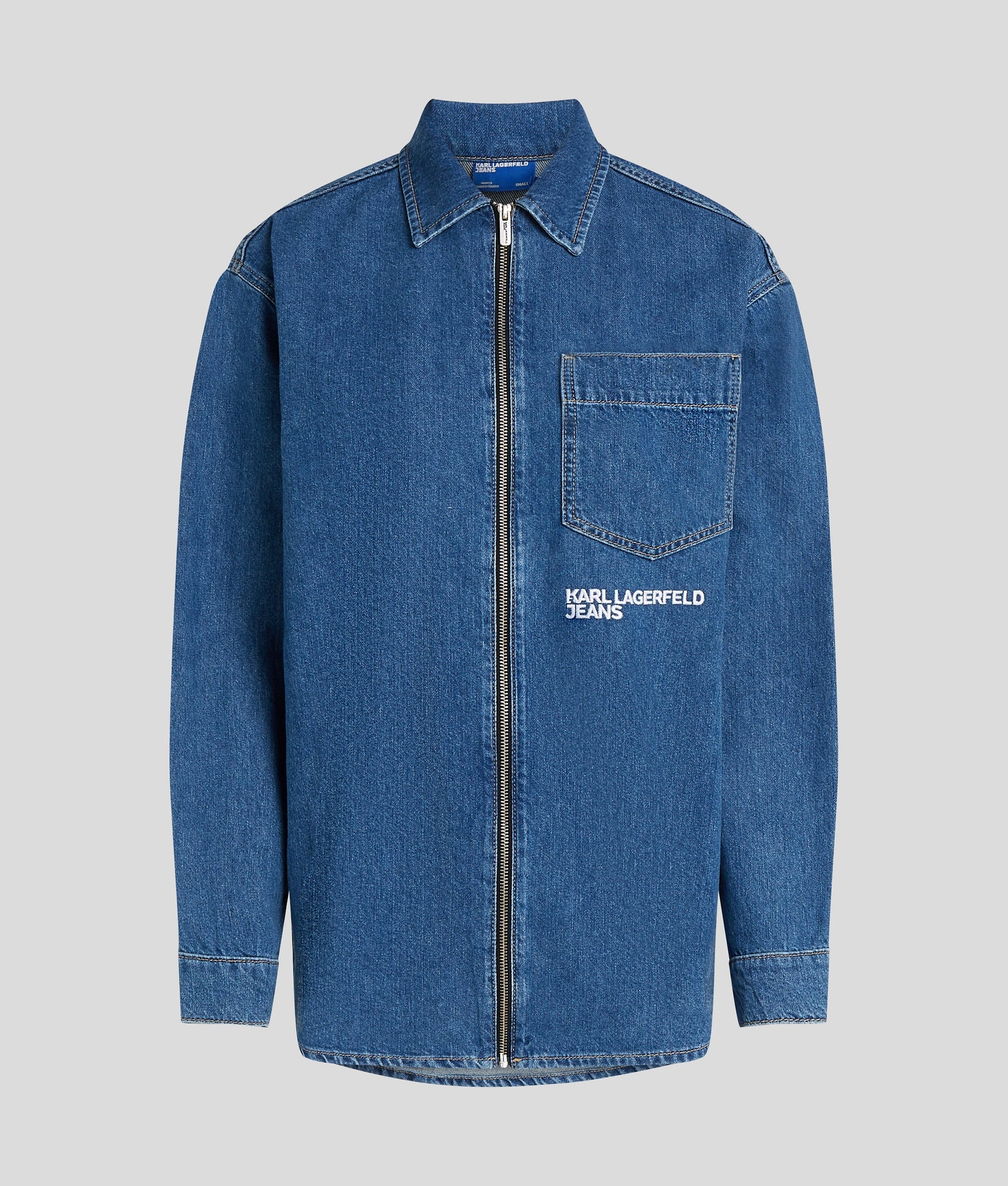 ZIP-FRONT DENIM SHIRT