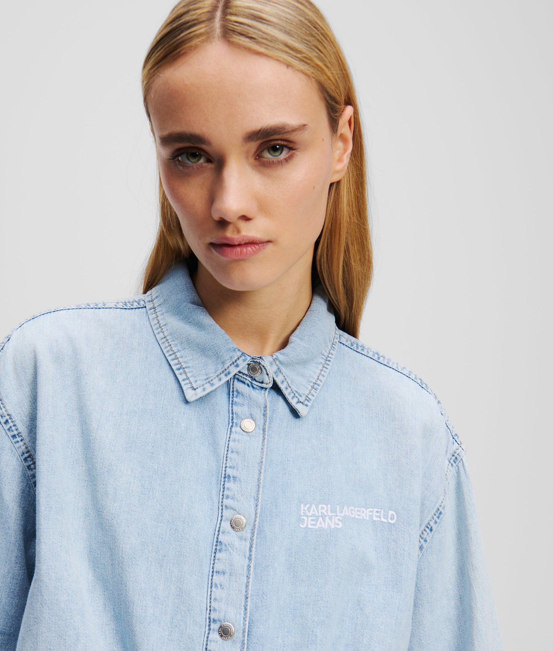 TIE-FRONT DENIM SHIRT